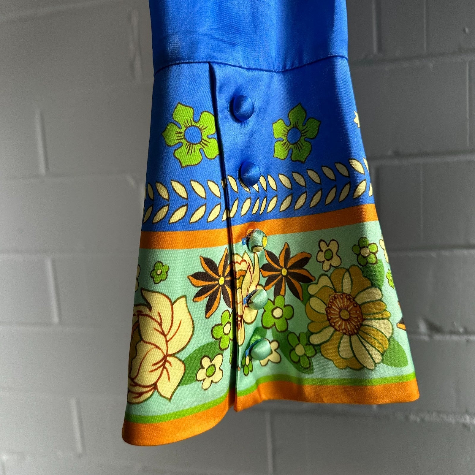 ALEMAIS Cobalt Linda Mini Shirt Dress AU8 US4 Retro scarf print long sleeved