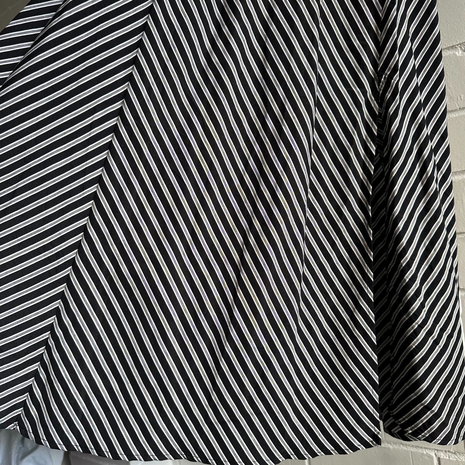 MAJE Rava Diagonal Striped Twill Midi Dress AU8 US4 Monochrome Zip
