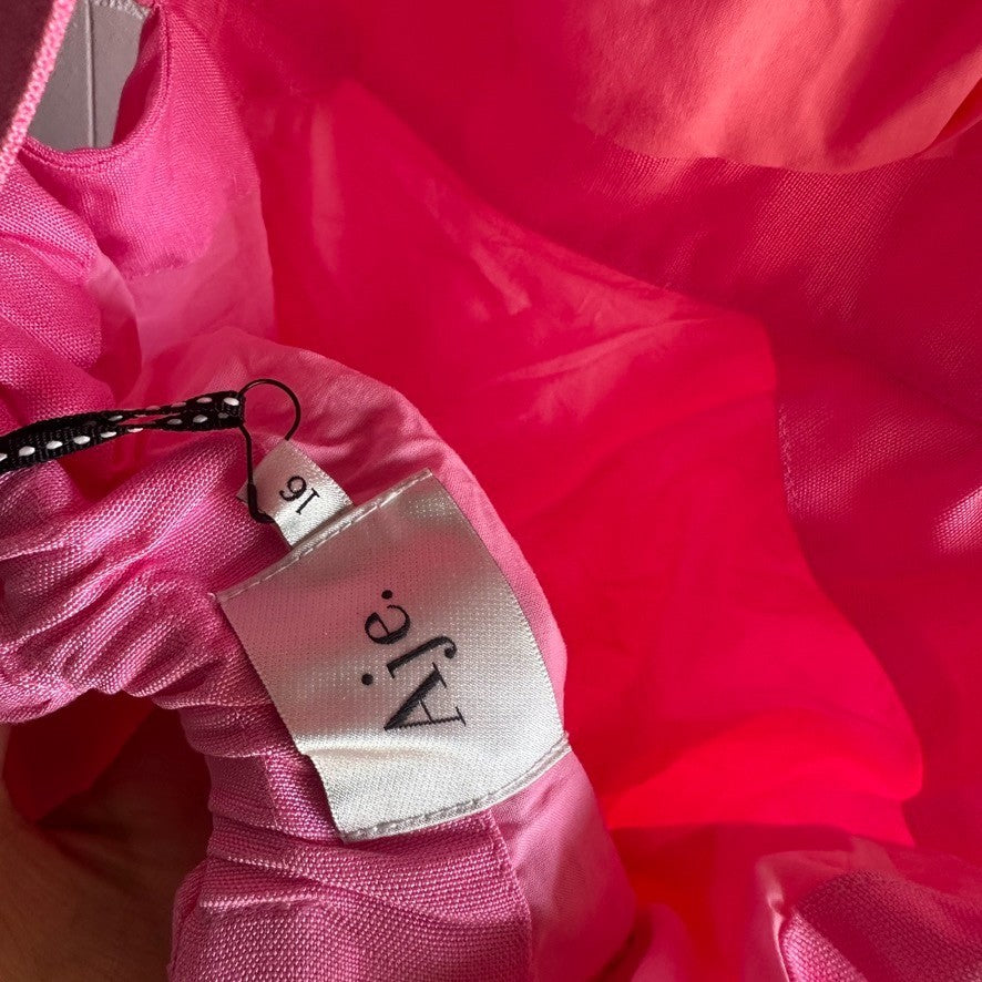 AJE Clara Tie Back Linen Blend Mini Dress AU16 Protea Pink