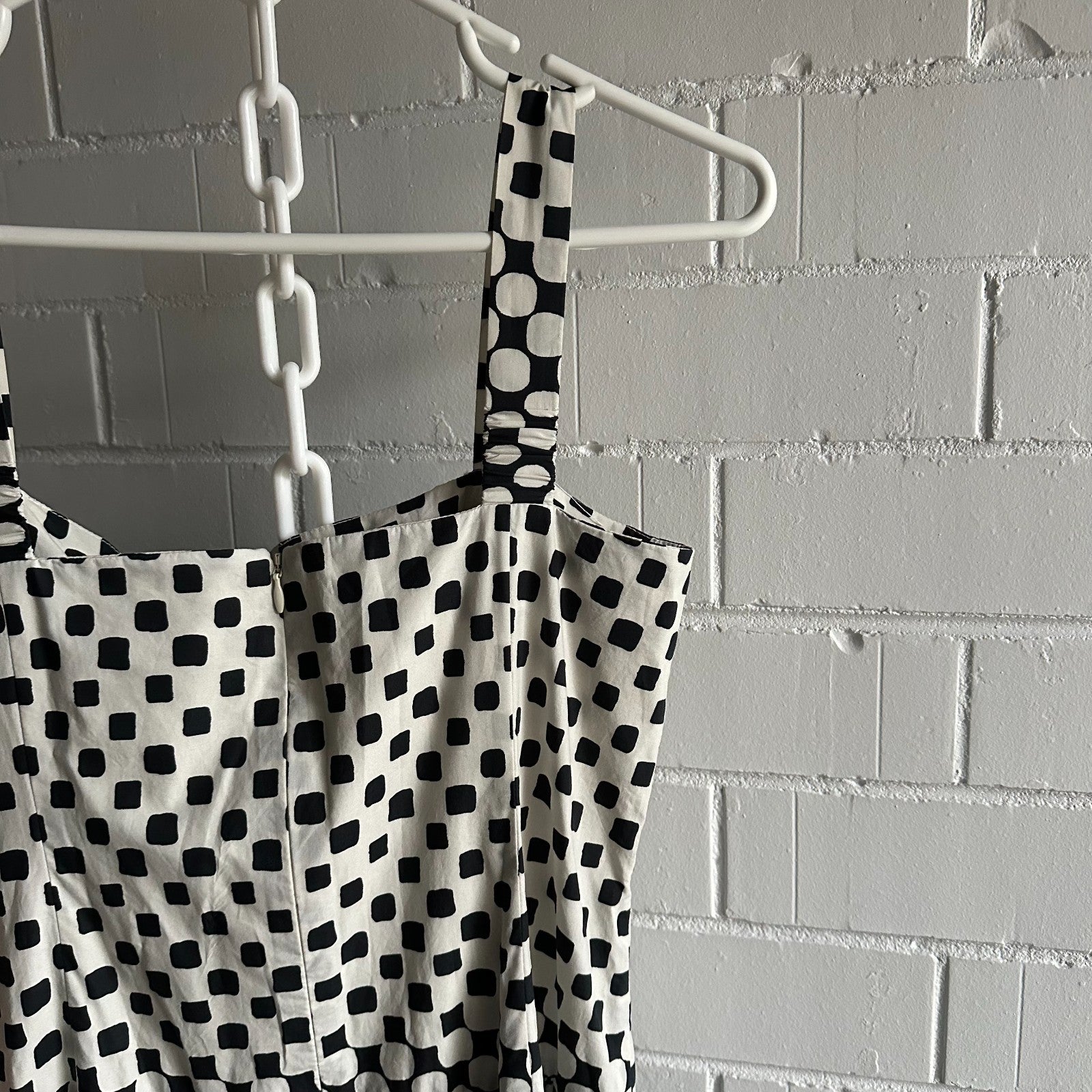 CARA CARA NYC Margarita Midi Dress AU14 US10 Monochromatic Cotton Polka dot
