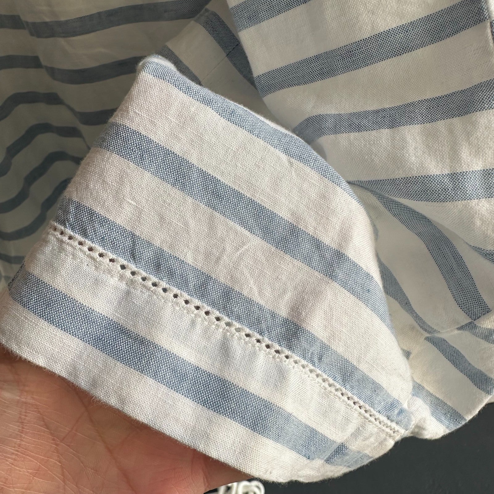 UNIQLO X INES DE LA FRESSANGE Cotton Linen Stripe Dress Size M Parisian Chic