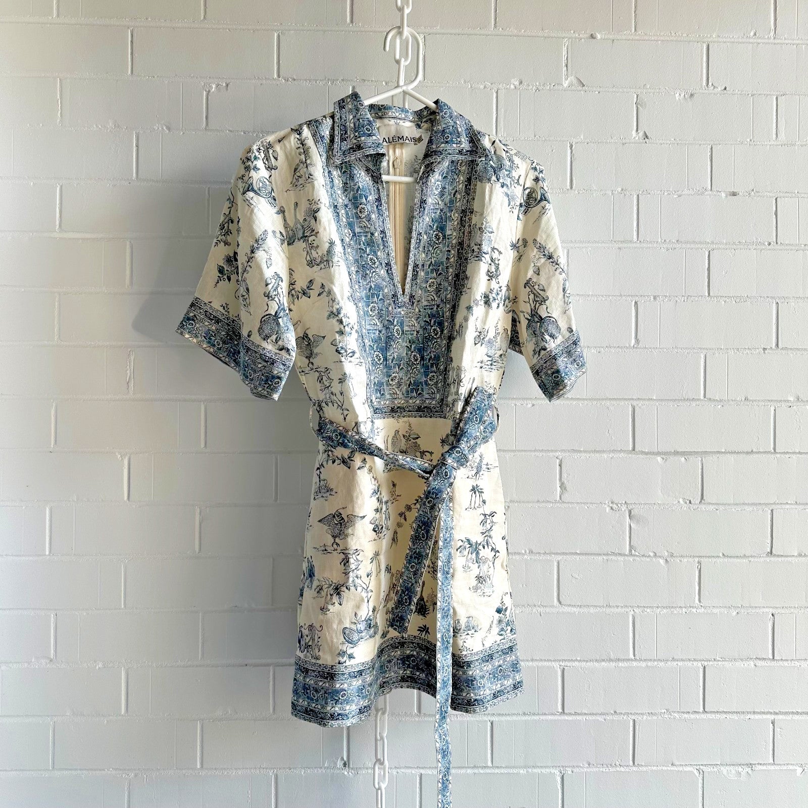 ALEMAIS Casa Linen Mini Shirt Dress AU8 US4 Shift Holiday Coastal