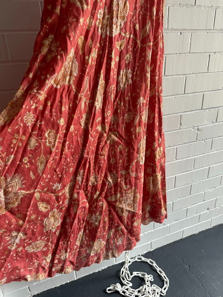 ZIMMERMANN Veneto strapless printed linen midi dress Sz 3 AU12