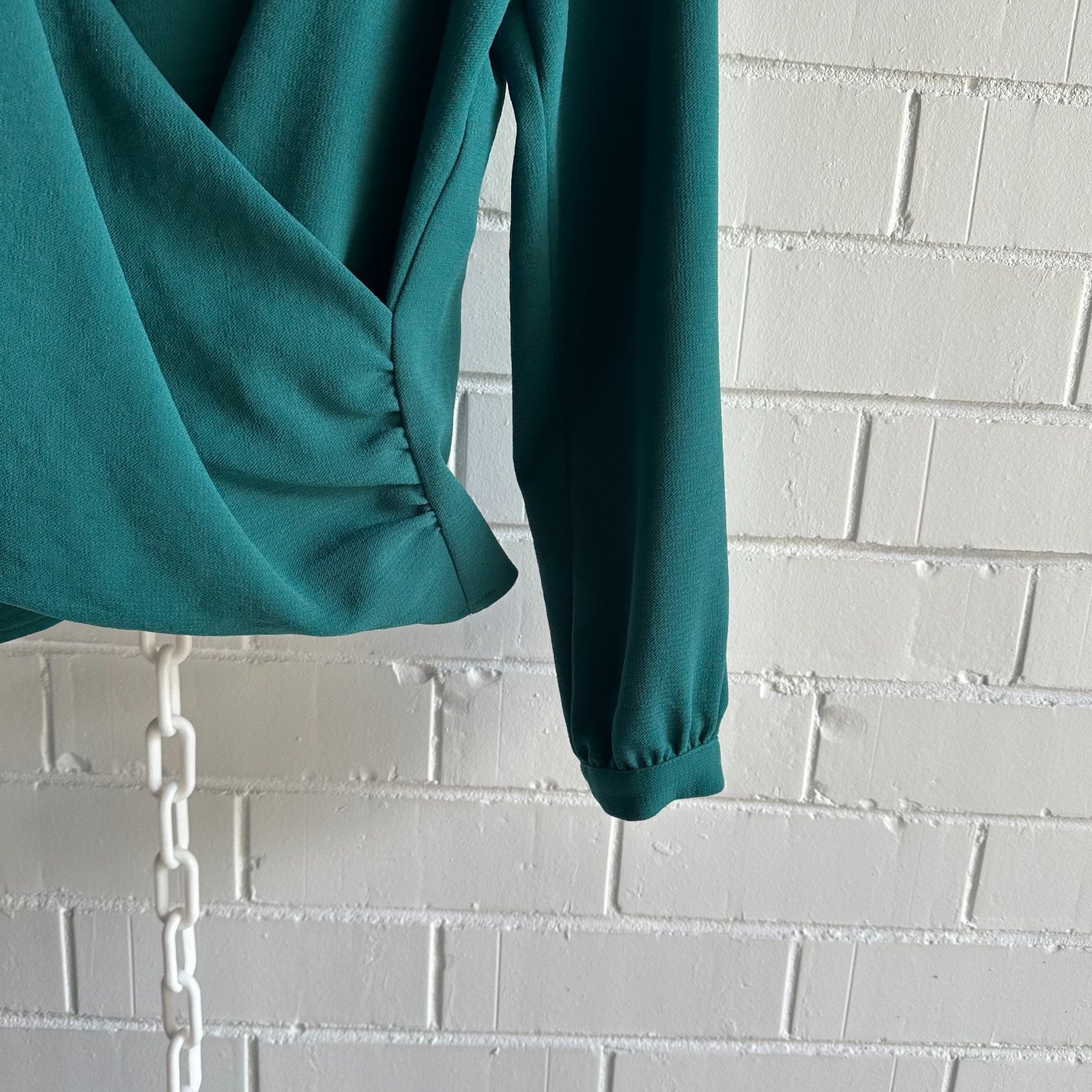 SEZANE Abelia Blouse Bottle Green EU38 AU10 Long Sleeved Draped BNWT