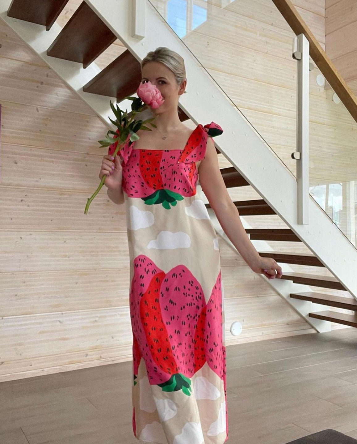 MARIMEKKO Maija Isola Strawberry Mountains silk Dress Sz 36 AU6-8, US2-4