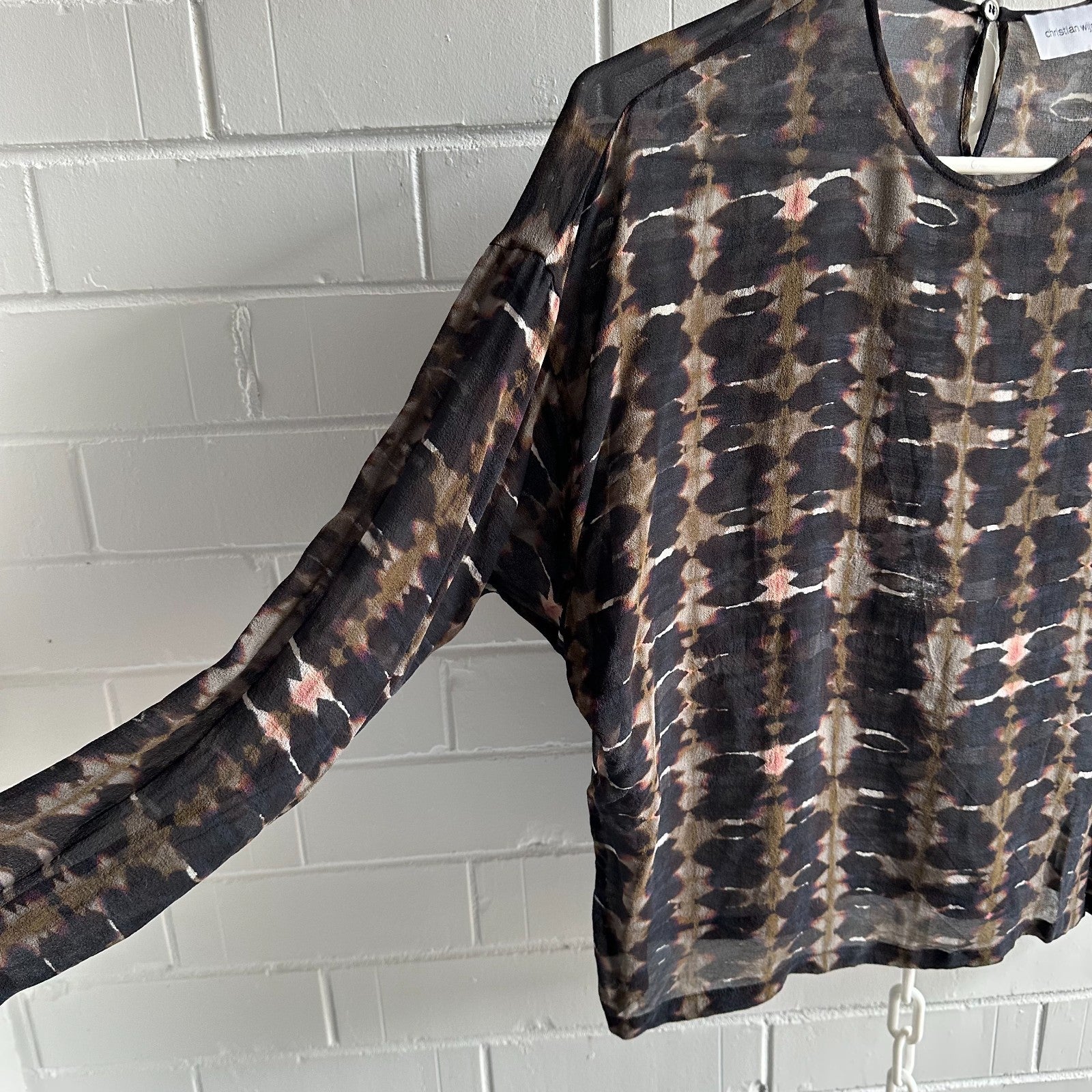 CHRISTIAN WIJNANTS 100% Silk Tie Dye Sheer Georgette Blouse EU36 AU8