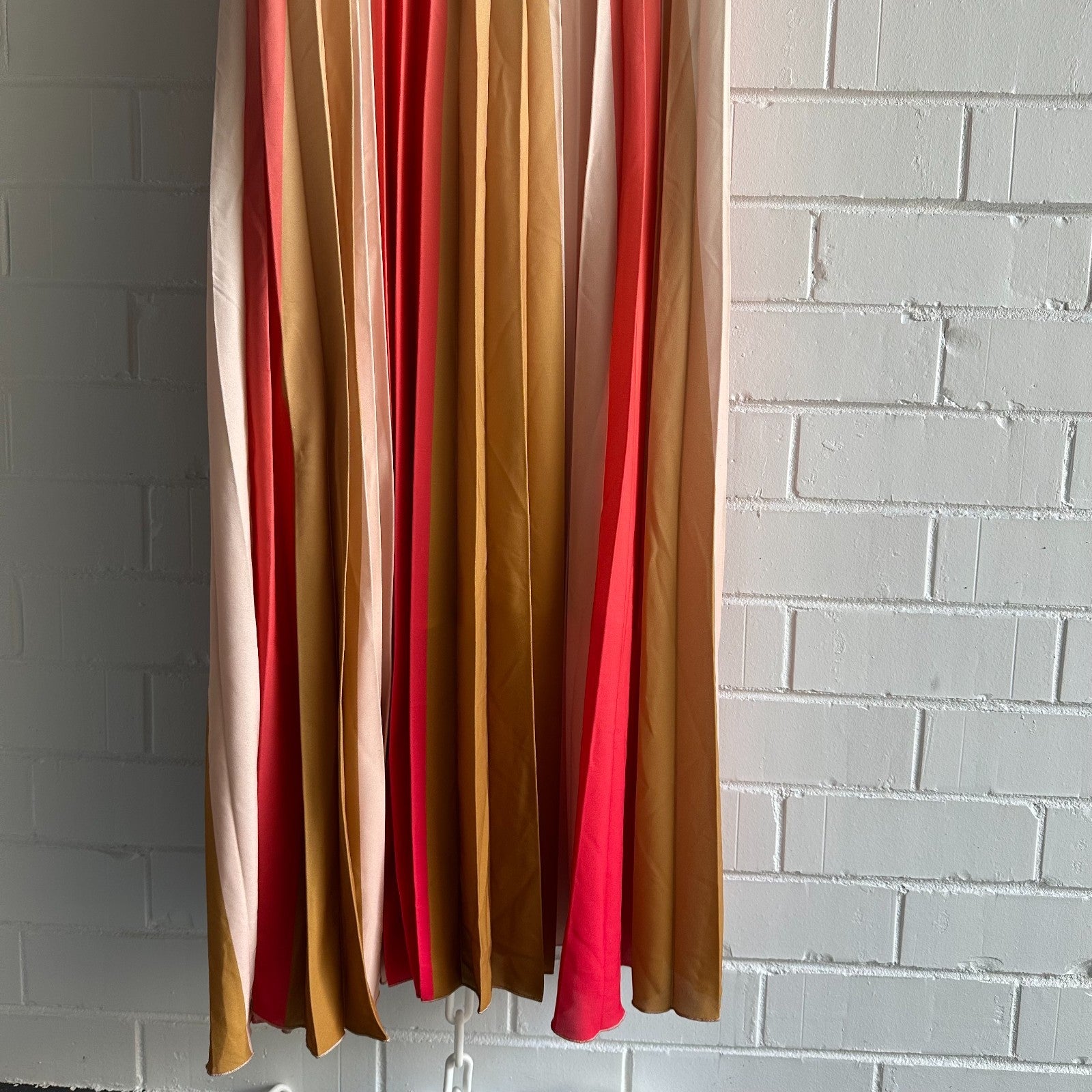 MAJE Runina Ombré Pleated Maxi Dress Size 1 AU8 Multicolour stripe