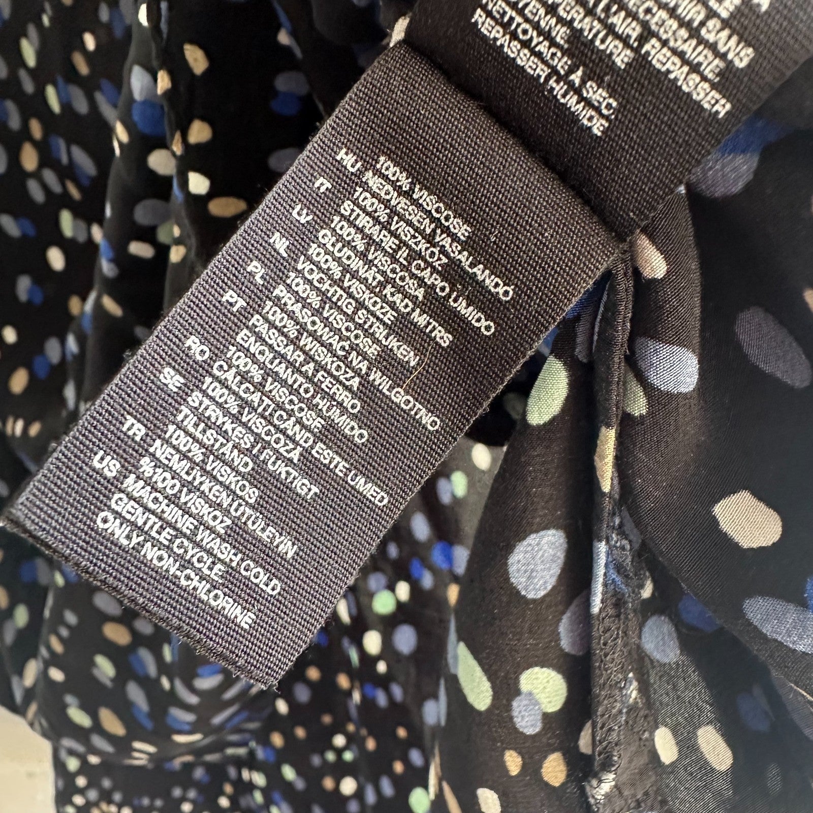 & OTHER STORIES Midi Tunic Dress with tie Size 42 AU14 US10 Black Polka Dot