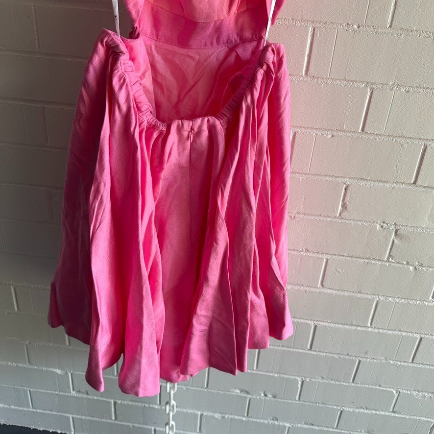 AJE Clara Tie Back Linen Blend Mini Dress AU16 Protea Pink