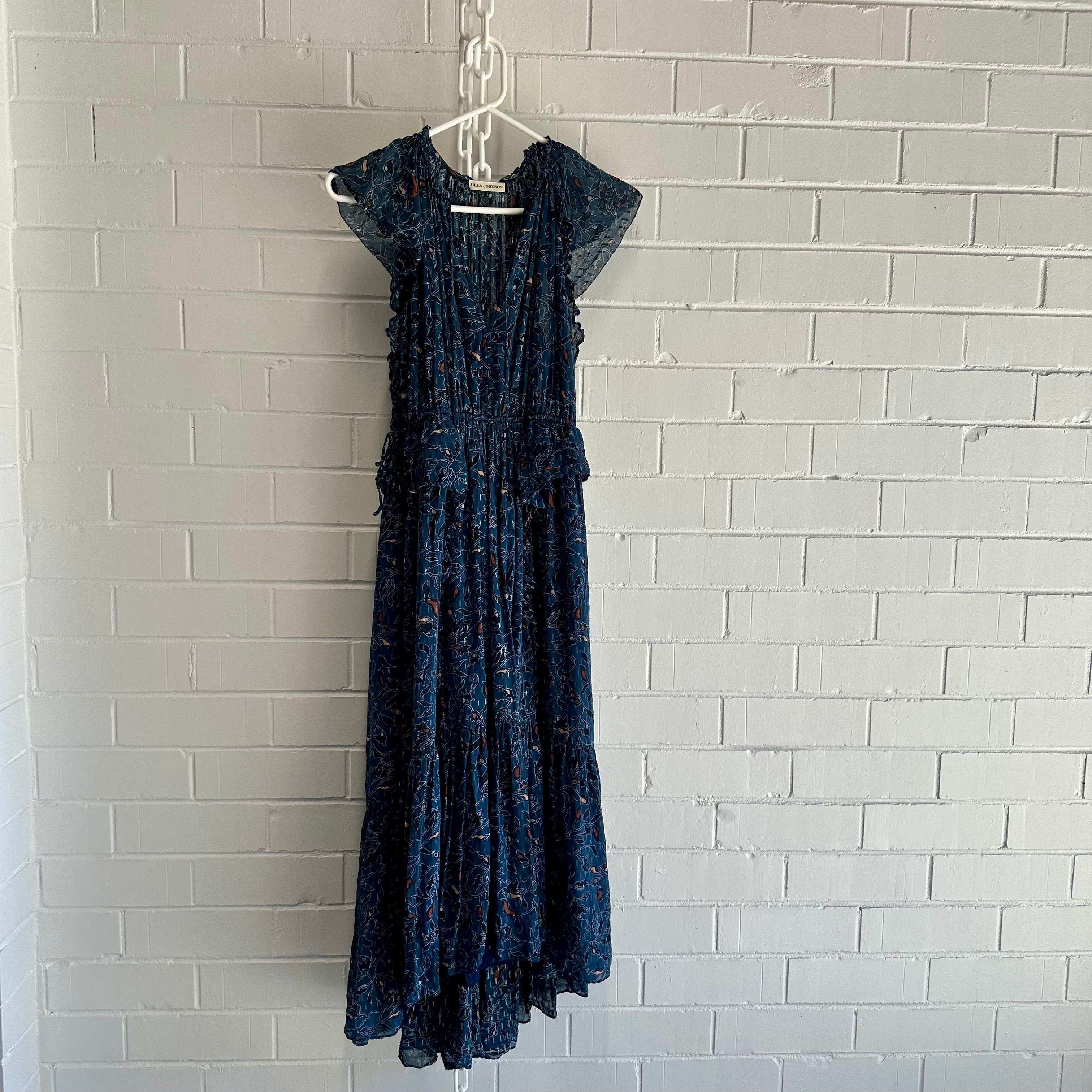 ULLA JOHNSON Silk Nadya Midi Dress Size AU8 US4 floaty boho