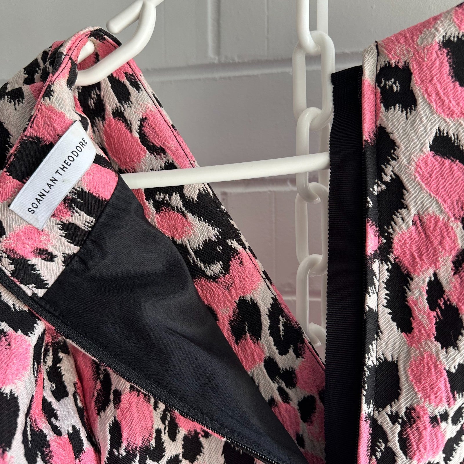 SCANLAN THEODORE Leopard Brocade Mini Shift Dress Size AU8 US4 Short sleeve Part