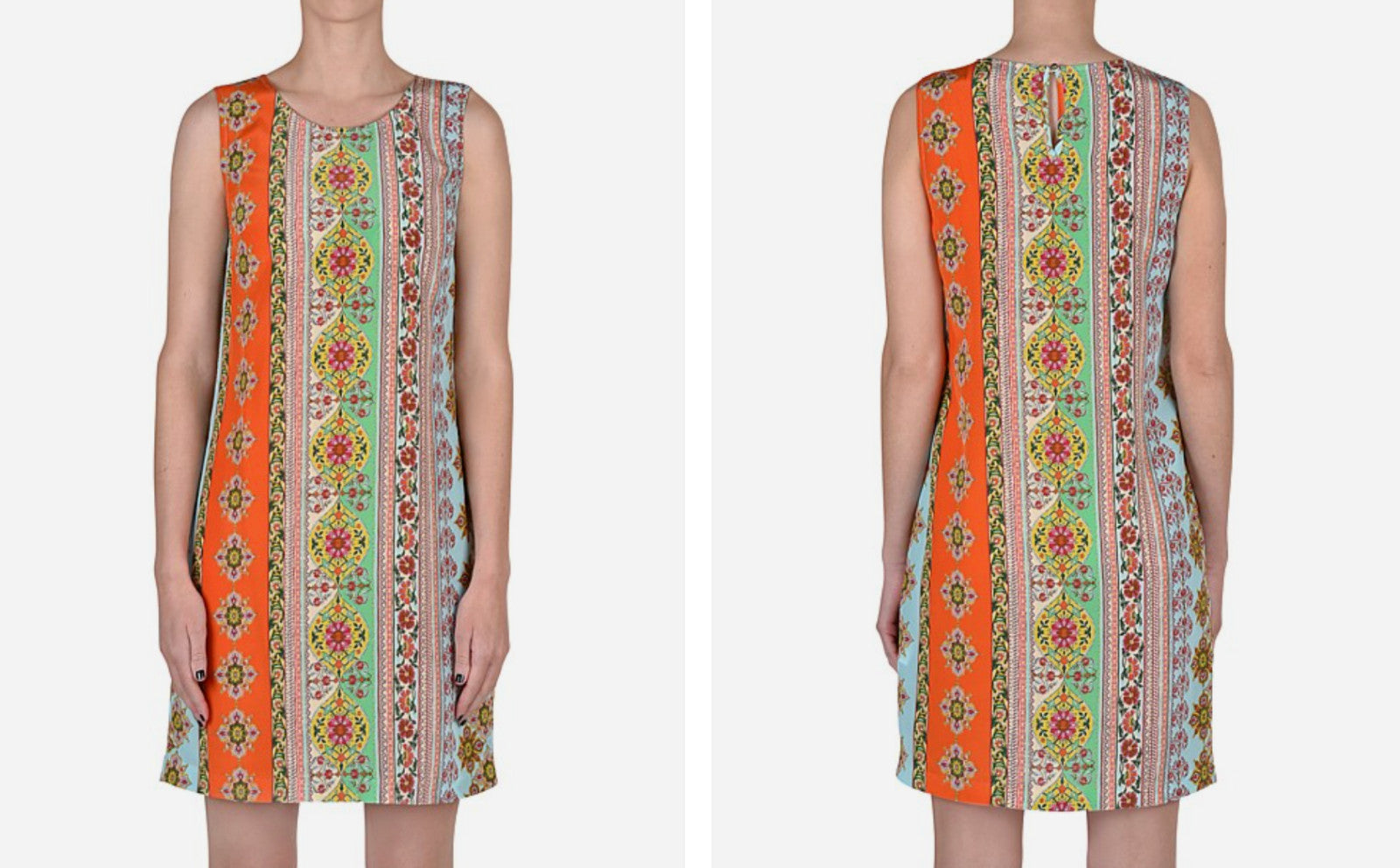 KACHEL Silk Shift Dress AU12 patchwork print Sleeveless