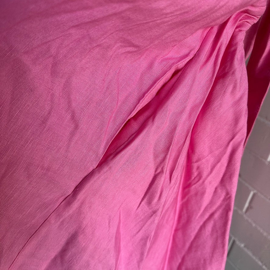 AJE Clara Tie Back Linen Blend Mini Dress AU16 Protea Pink