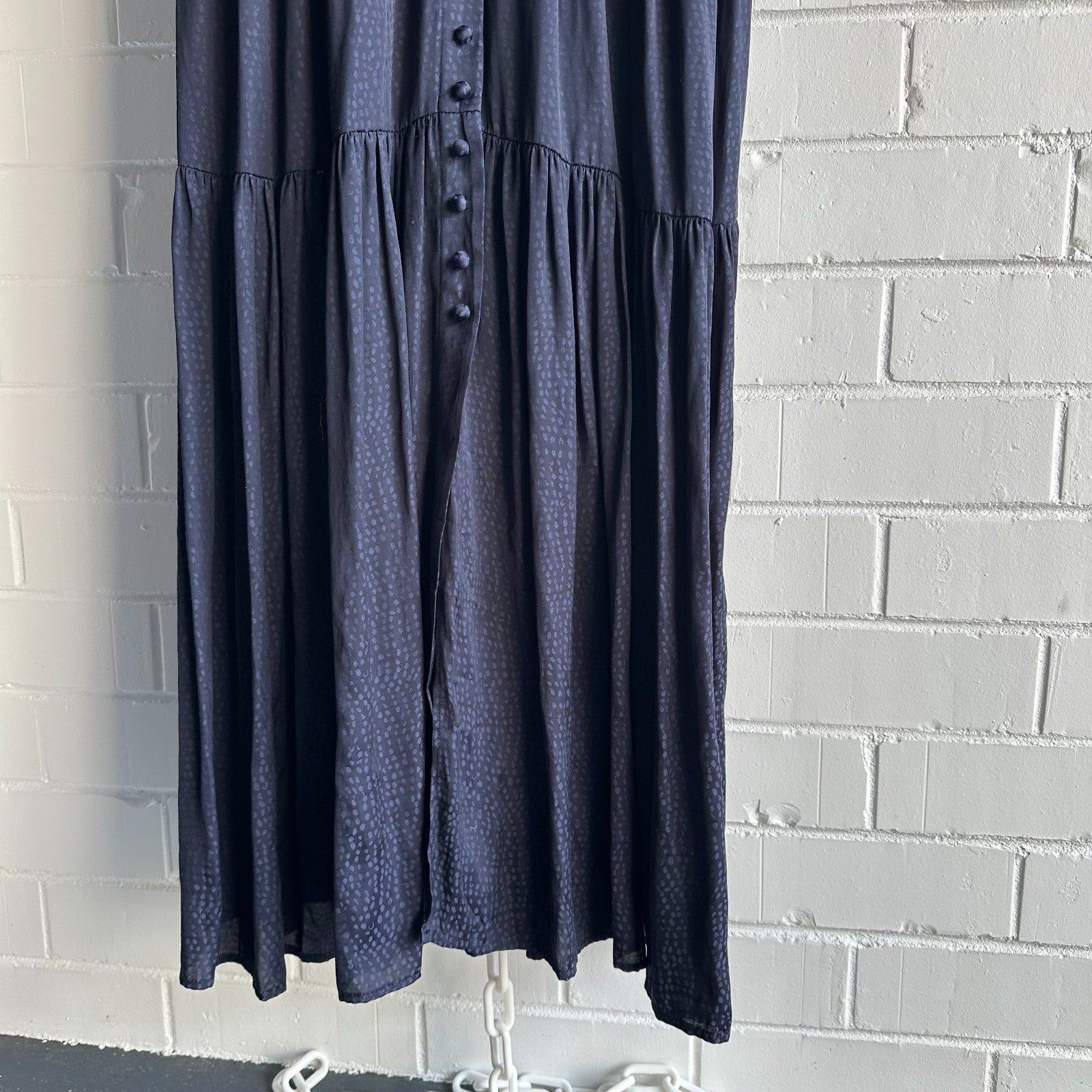 SHEIKE Liberty Navy Midi Tea Dress AU10 Dot Jacquard