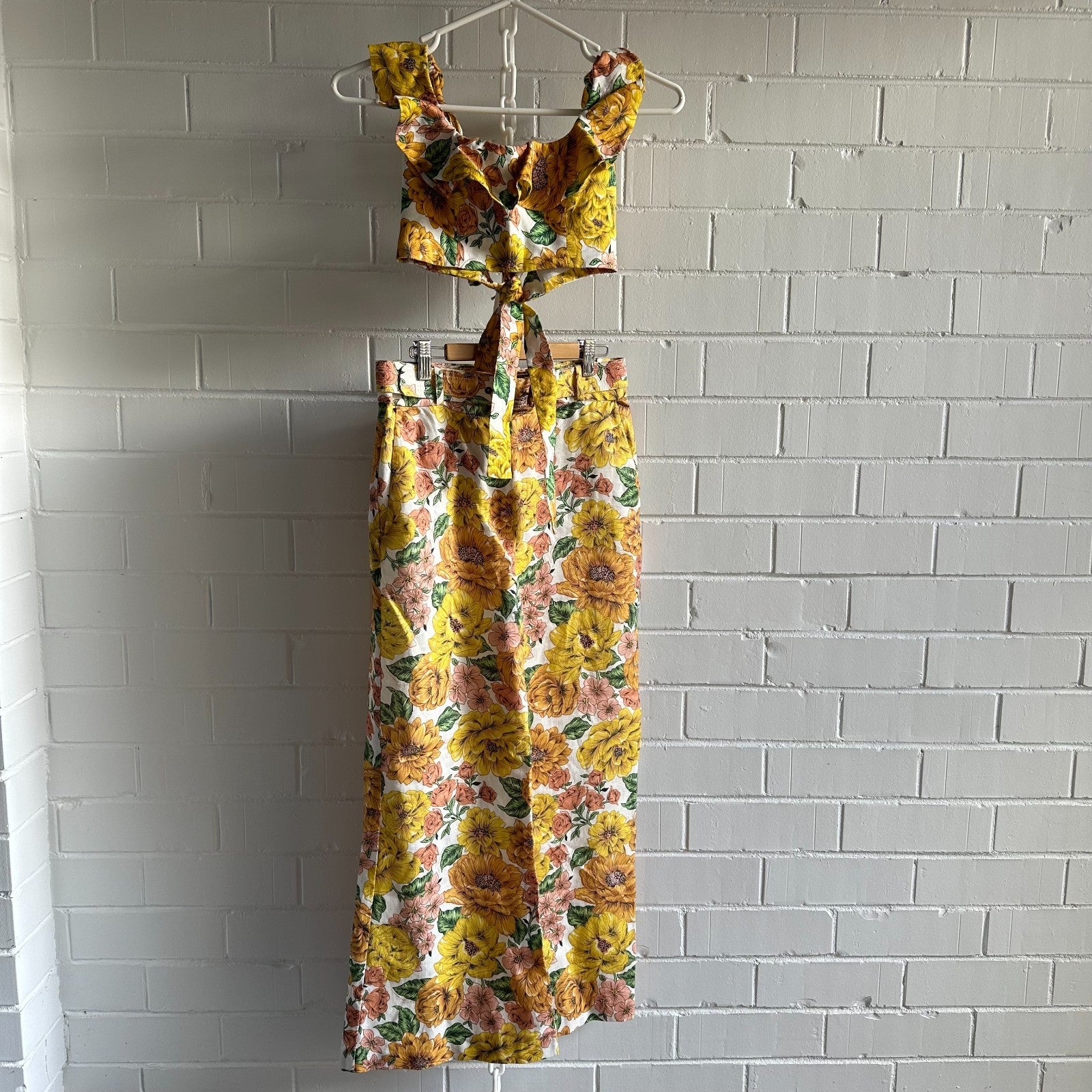 ZIMMERMANN Poppy Frill Sunshine Floral Set Size1 AU8-10  Top + Pant