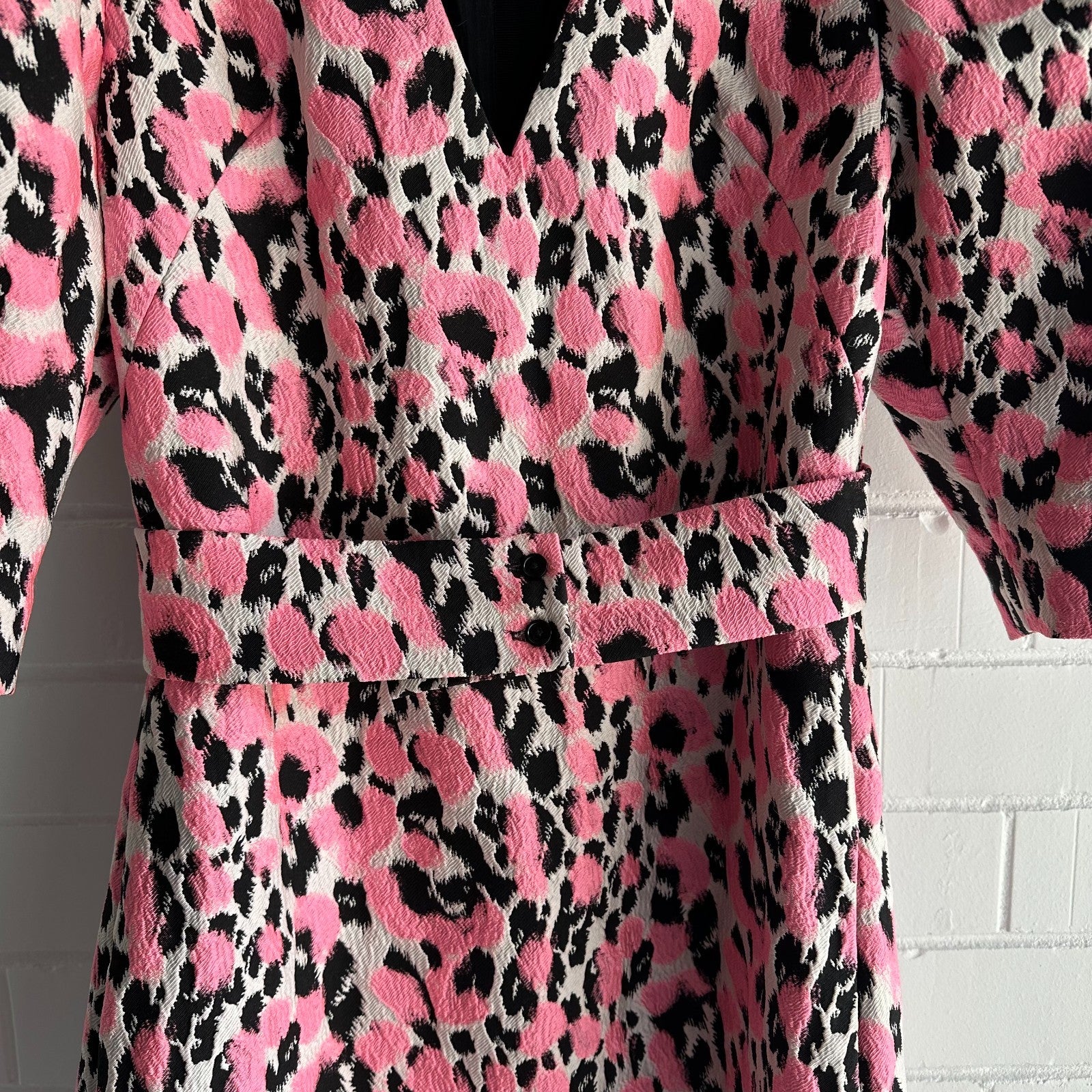 SCANLAN THEODORE Leopard Brocade Mini Shift Dress Size AU8 US4 Short sleeve Part