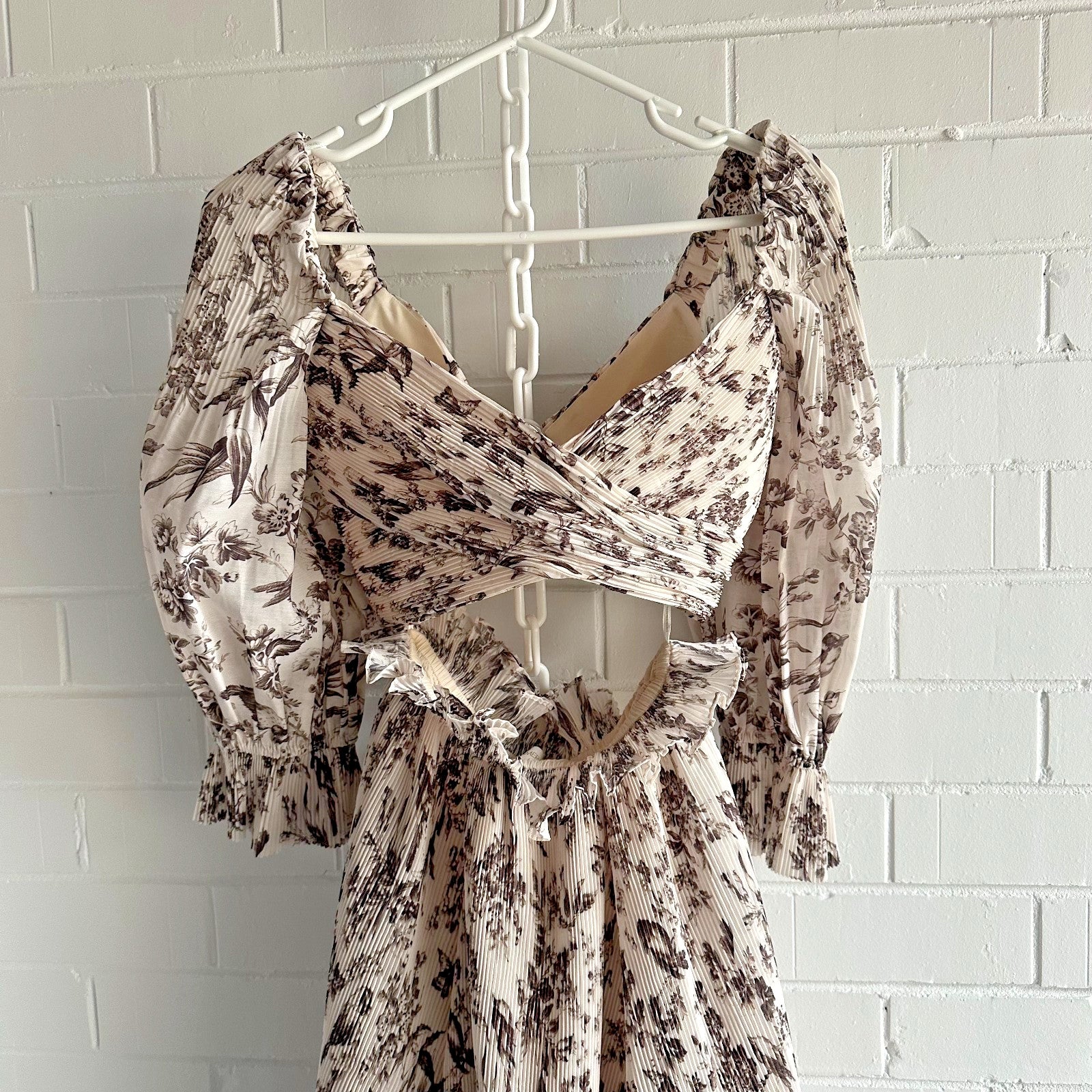 ZIMMERMANN Bird Toile Pleated Set Size 3 AU12 US 10 Crop Top + Midi Skirt BNWT