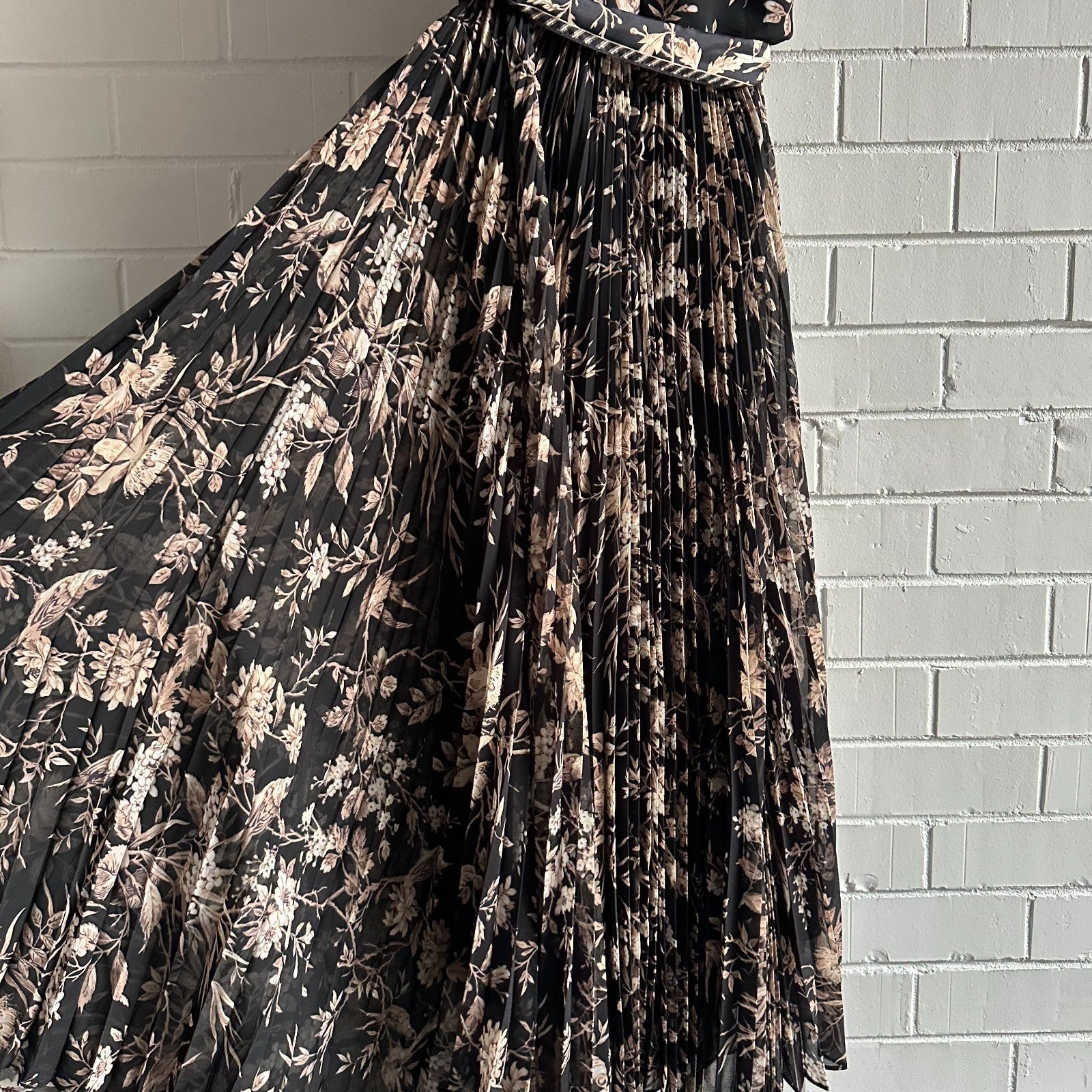 ZIMMERMANN Sunray Pleated Picnic Midi Dress Black Size 2 AU12 US6 Mockingbird