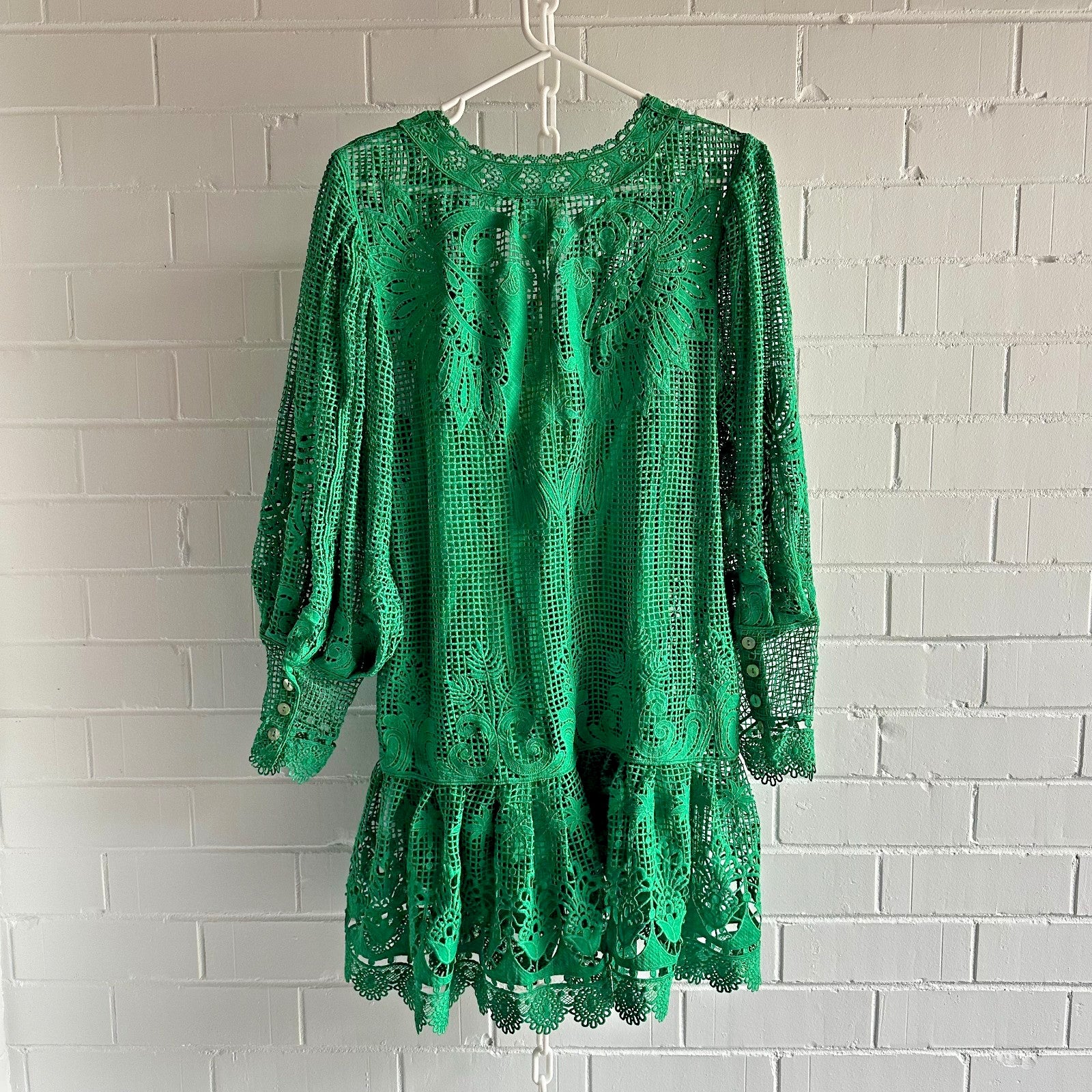 FARM RIO Tropical flight Mini Dress Size M AU10 US6 Bright Green BNWT
