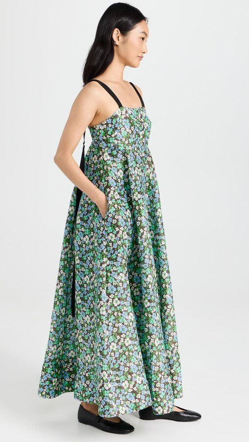 LEE MATHEWS Meadow Floral Maxi Dress Size 2 AU10 Event Silk Linen