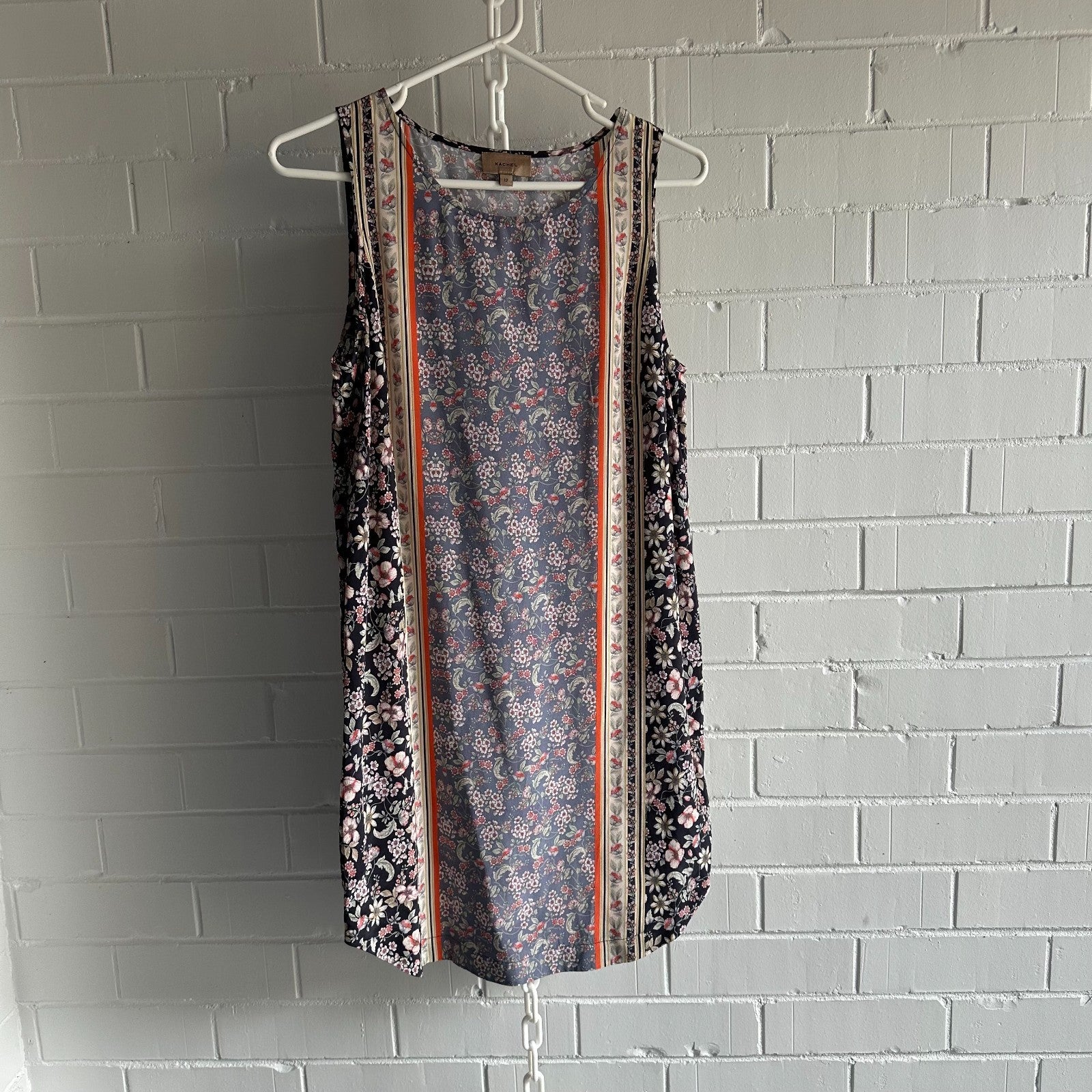 KACHEL Silk Shift Dress AU12 patchwork print Sleeveless