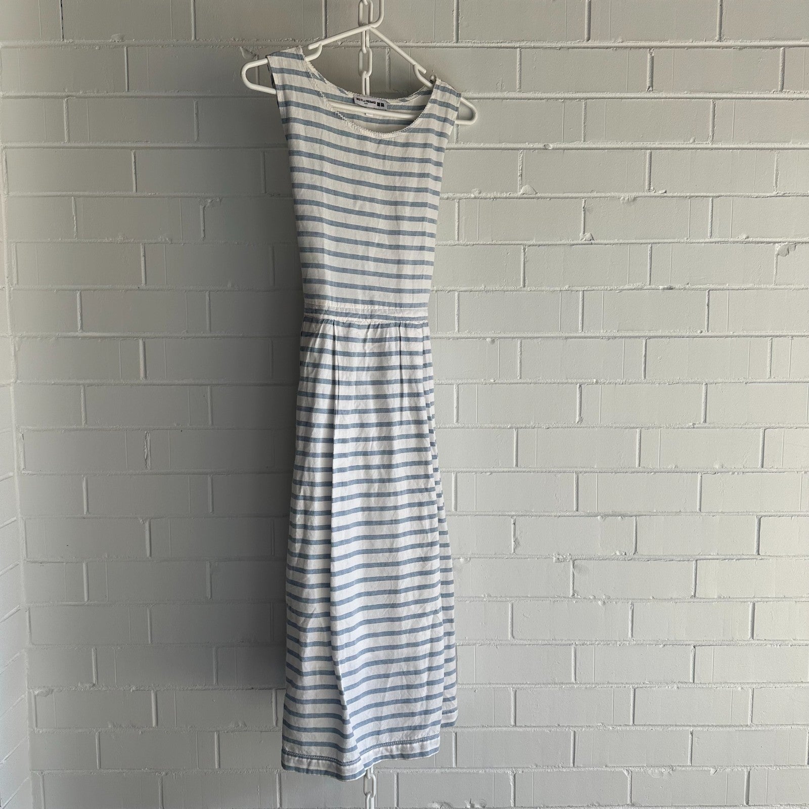 UNIQLO X INES DE LA FRESSANGE Cotton Linen Stripe Dress Size M Parisian Chic