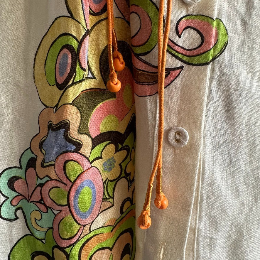 ALEMAIS Starscape Shirtdress AU 6 US 2 Cream Multi Linen