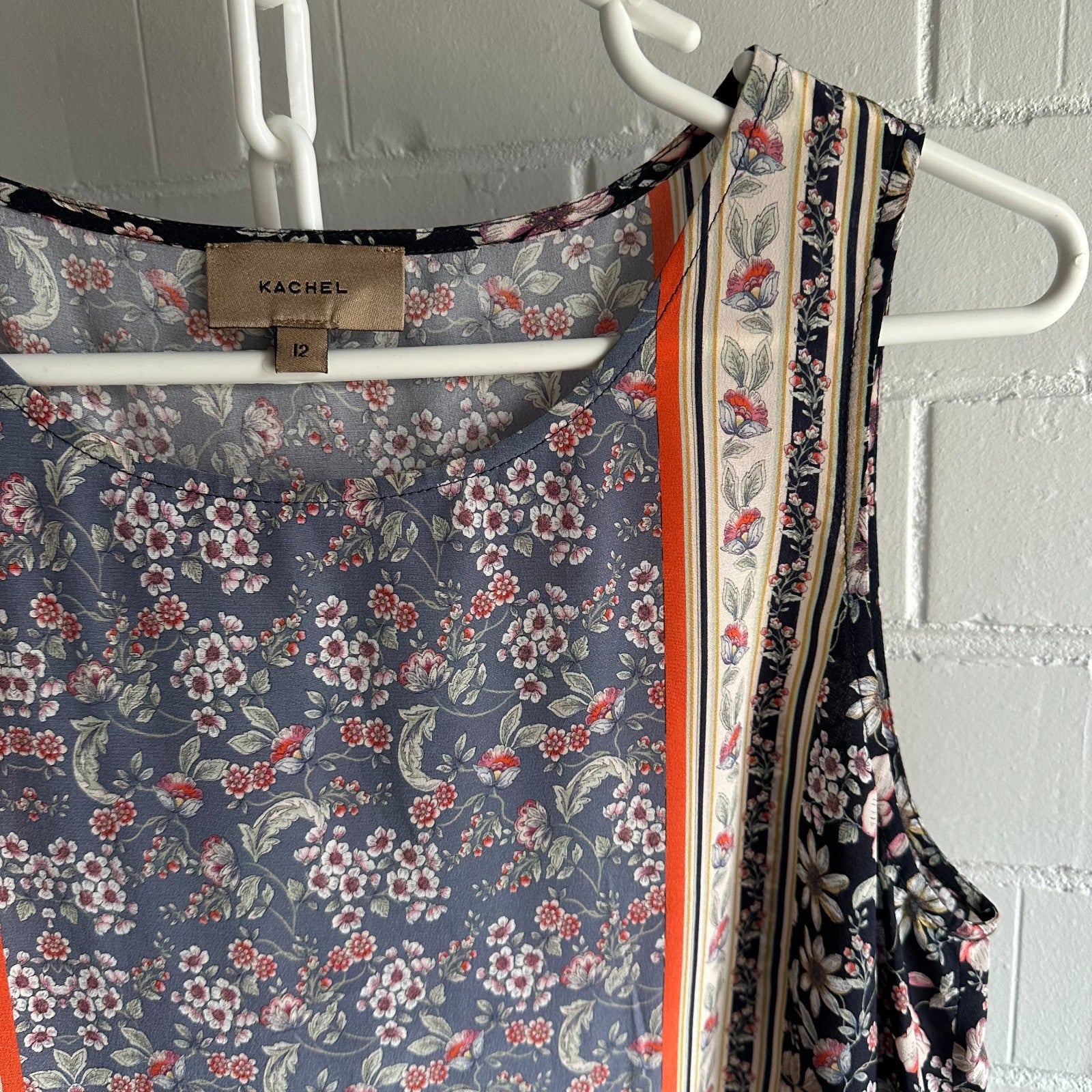 KACHEL Silk Shift Dress AU12 patchwork print Sleeveless