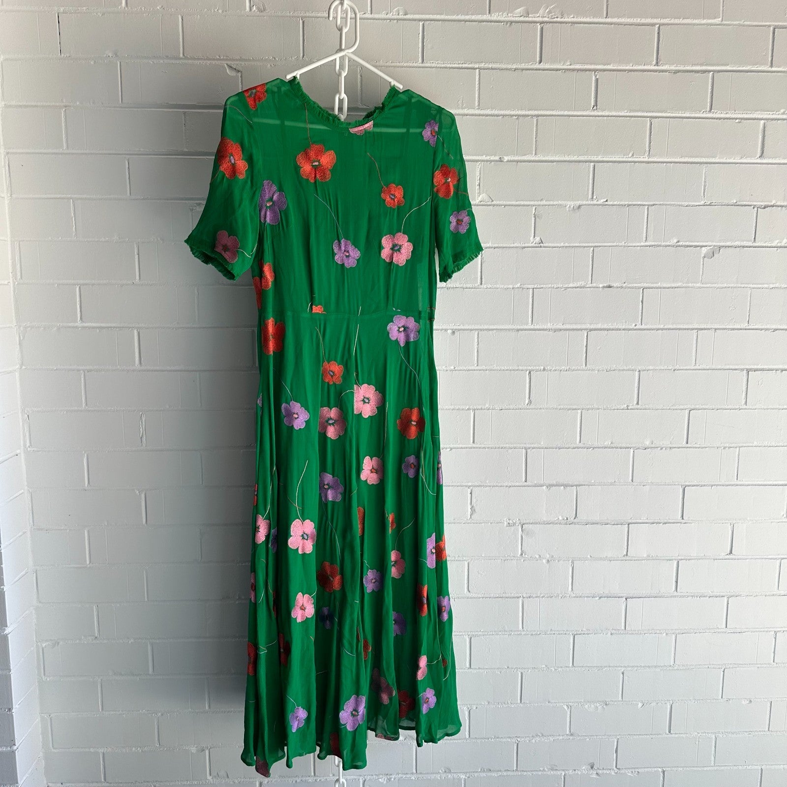 KATE SYLVESTER Sibila Short Sleeve Midi Dress Size S, AU8 US4 Falling poppies