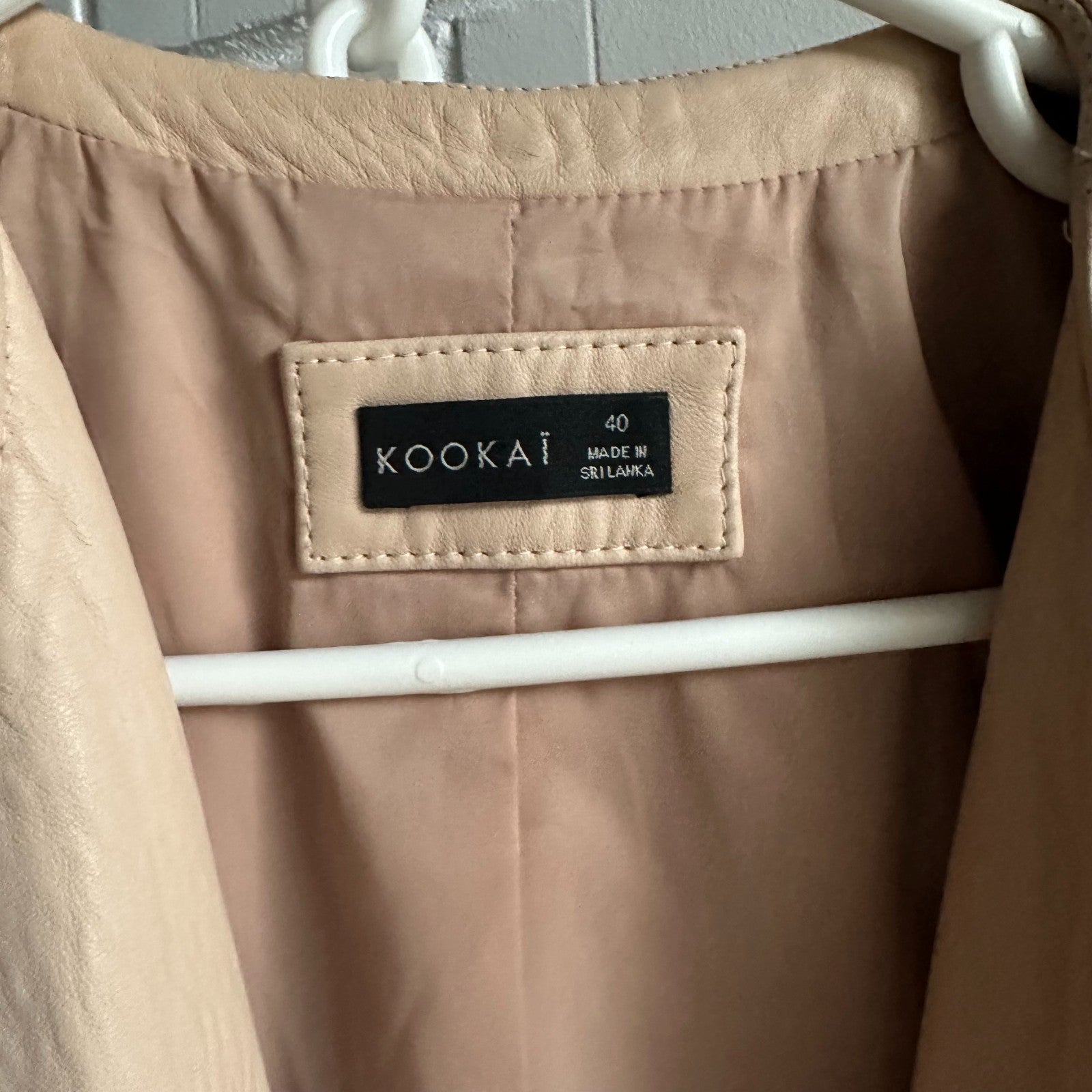 KOOKAI Rush Eggshell Pink Genuine Leather Size S Pretty Biker Zip Long Sleeve