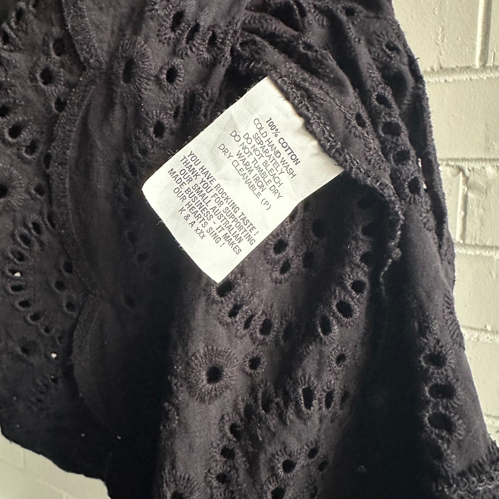 HARLOW Cotton Broderie Anglaise Black Maxi dress Size L PLUS Elastic waist Boho