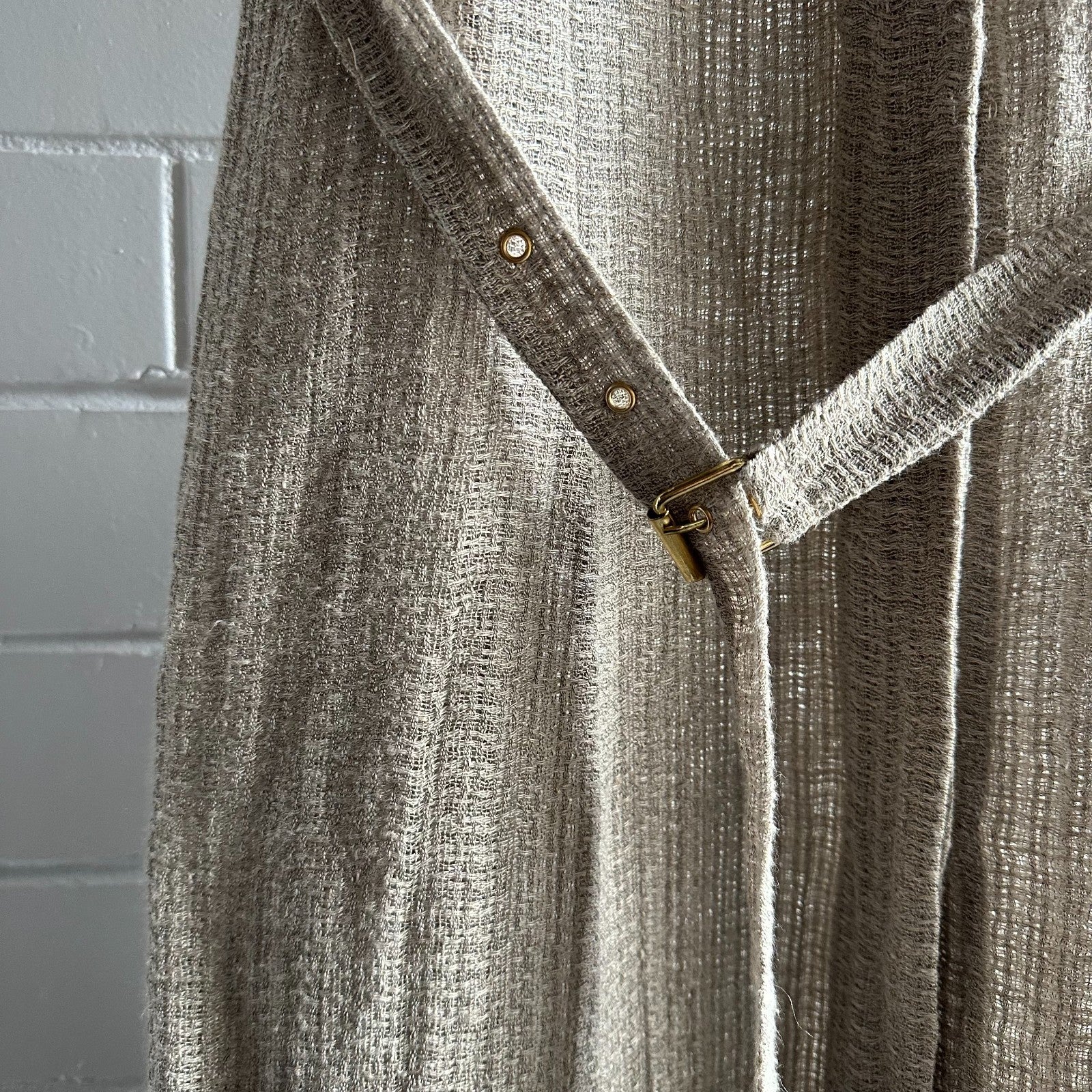 LE KASHA Matruh Open- Back Linen-Gauze midi Dress Size SmallAU8 US4 Organic Flax