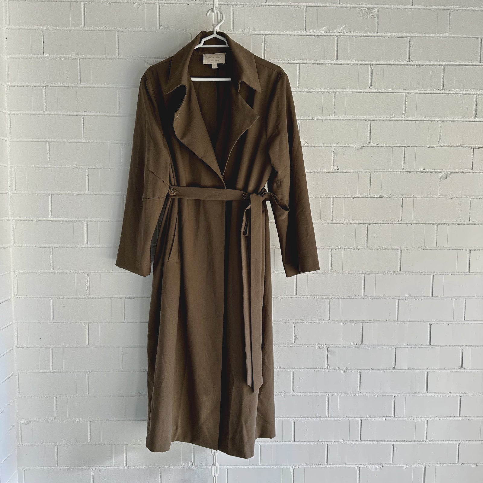 VIKTORIA & WOODS College tie-waist woven trench coat Size 1AU8 US4 Nutmeg