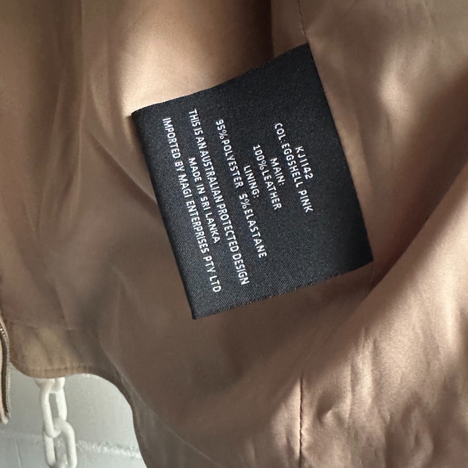 KOOKAI Rush Eggshell Pink Genuine Leather Size S Pretty Biker Zip Long Sleeve