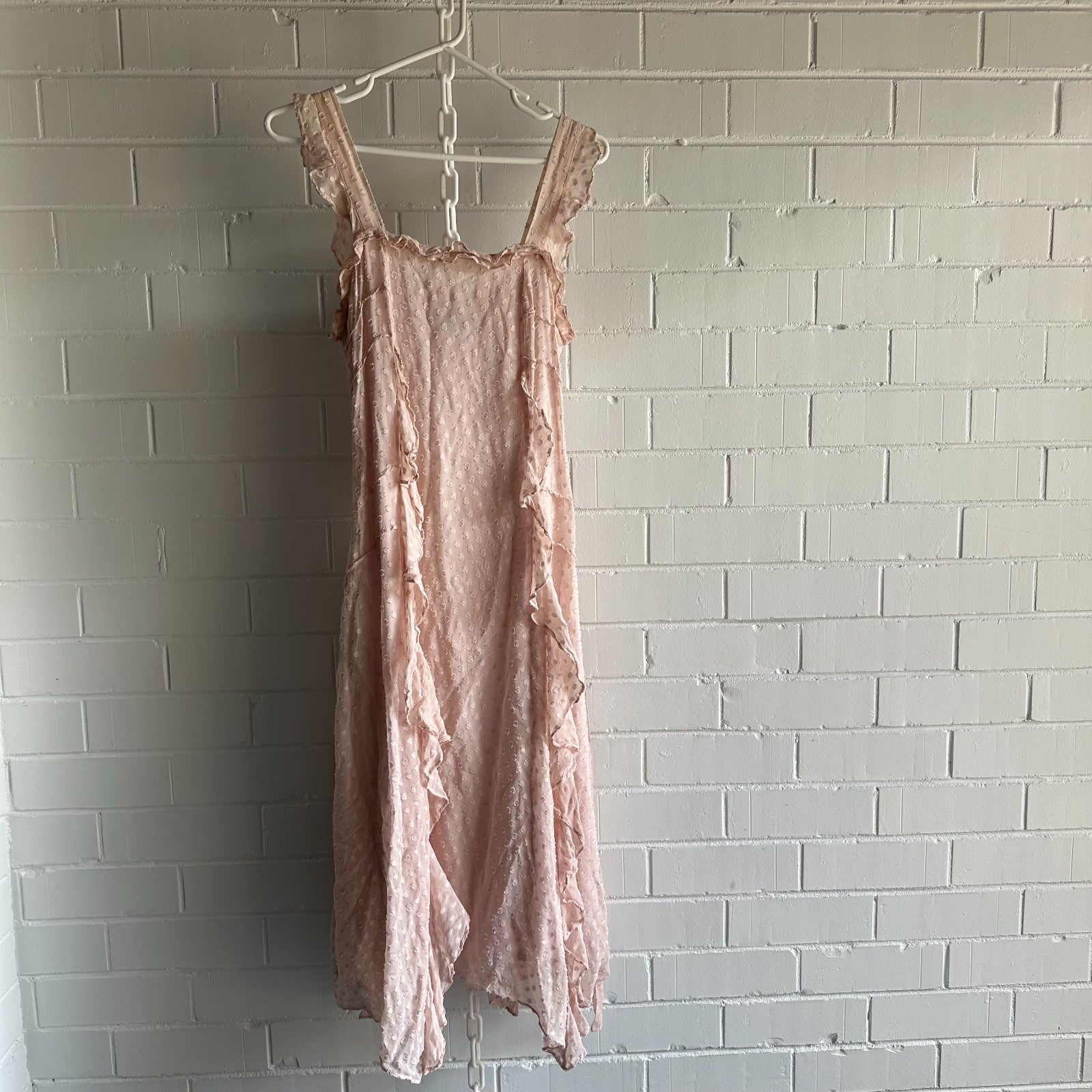 SABA Perfume Midi Dress AU10 Dusty pink Silk blend Frills