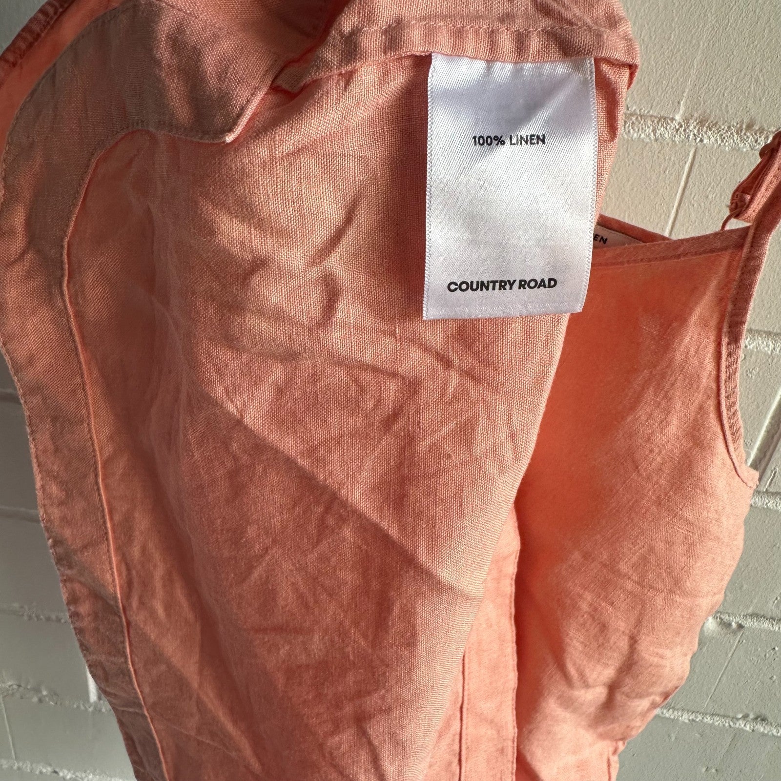 COUNTRY ROAD French Linen Camisole Top AU6 Strappy Peach Pink Summer
