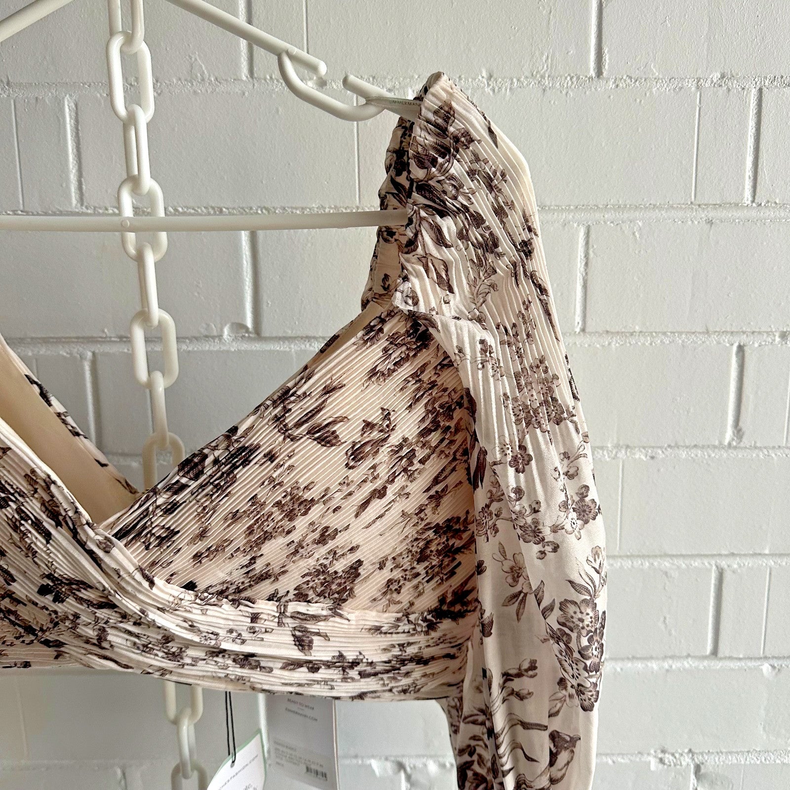 ZIMMERMANN Bird Toile Pleated Set Size 3 AU12 US 10 Crop Top + Midi Skirt BNWT