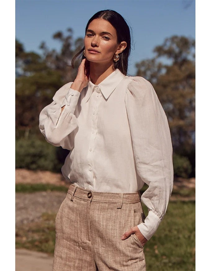 & OTHER STORIES Mirage Ivory Collared Blouse Shirt AU10 US6 Chic Long slv BNWT