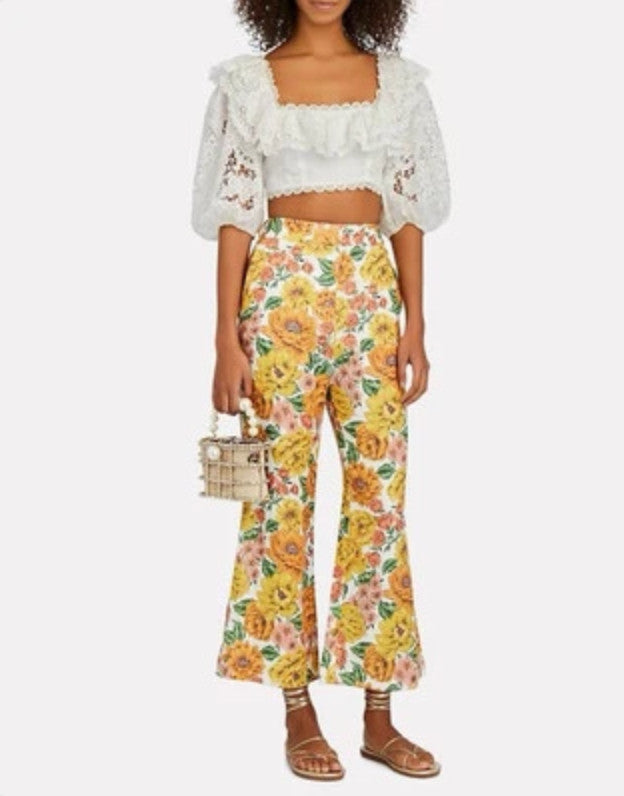ZIMMERMANN Poppy Frill Sunshine Floral Set Size1 AU8-10  Top + Pant
