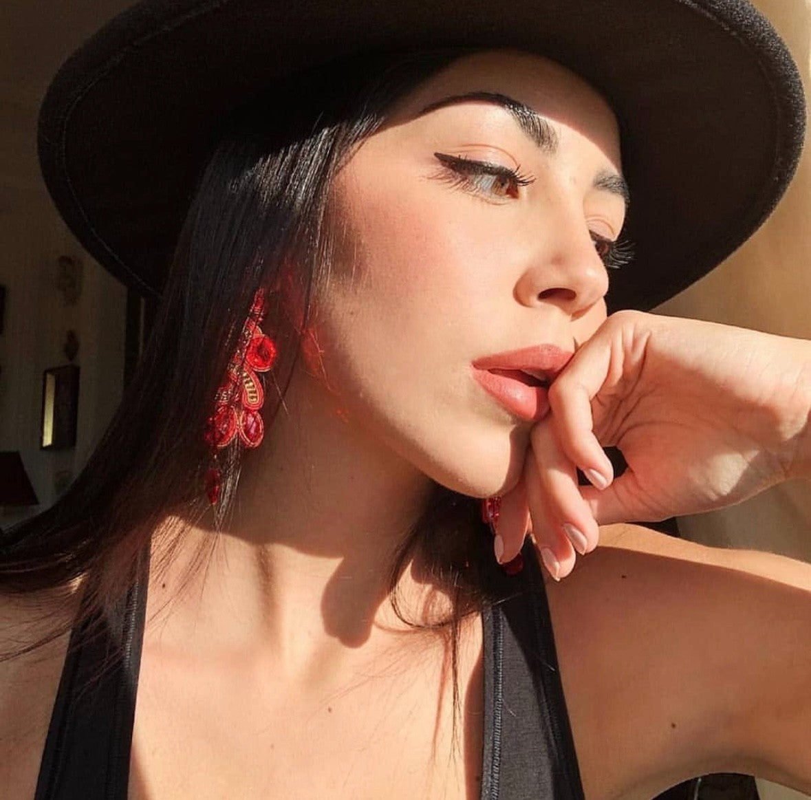 ADITYA DESIGN Red Statement Earrings handmade Soutache Jewelry Fashion