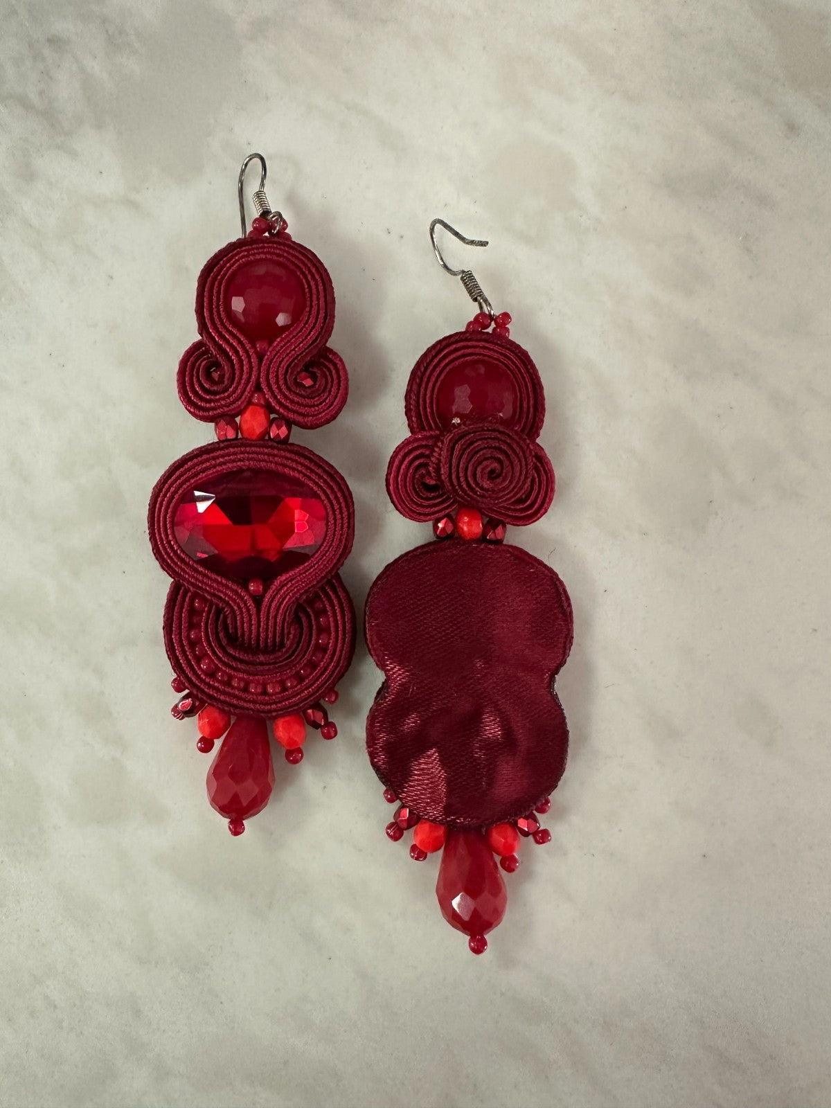 ADITYA DESIGN Red Statement Earrings handmade Soutache Jewelry Fashion