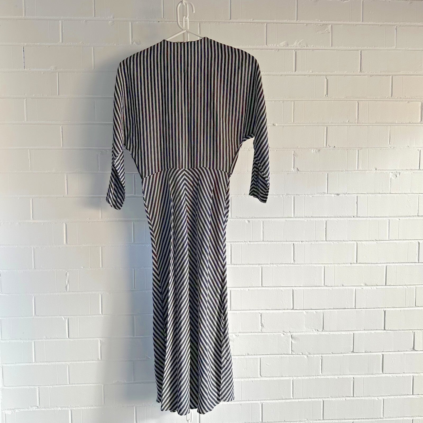 MAJE Rava Diagonal Striped Twill Midi Dress AU8 US4 Monochrome Zip