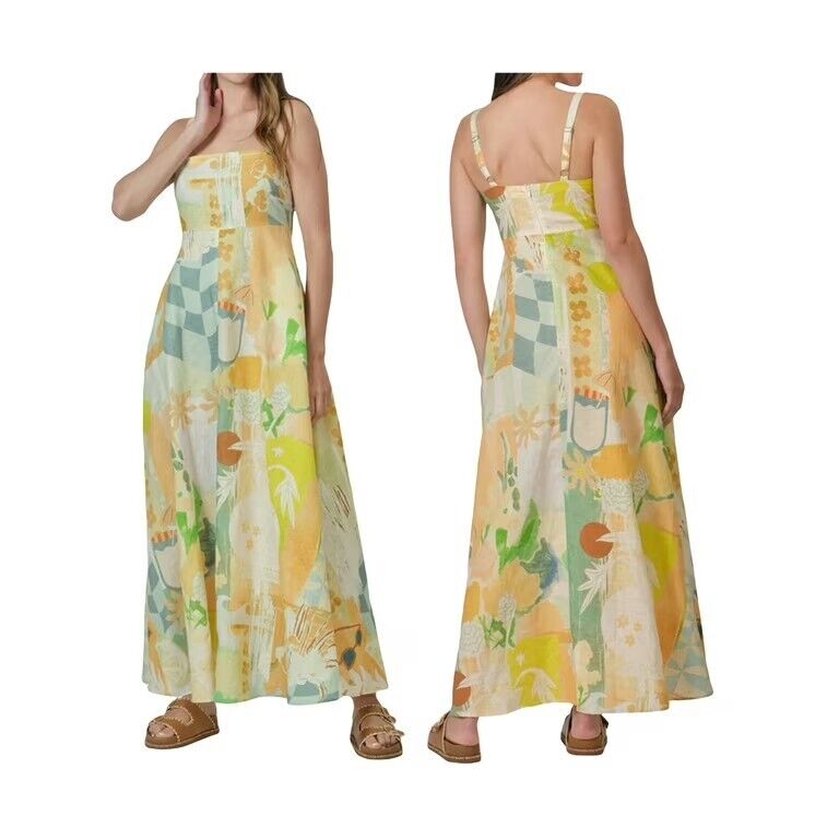 WALNUT MELBOURNE Milan Linen Maxi Dress Size AU8