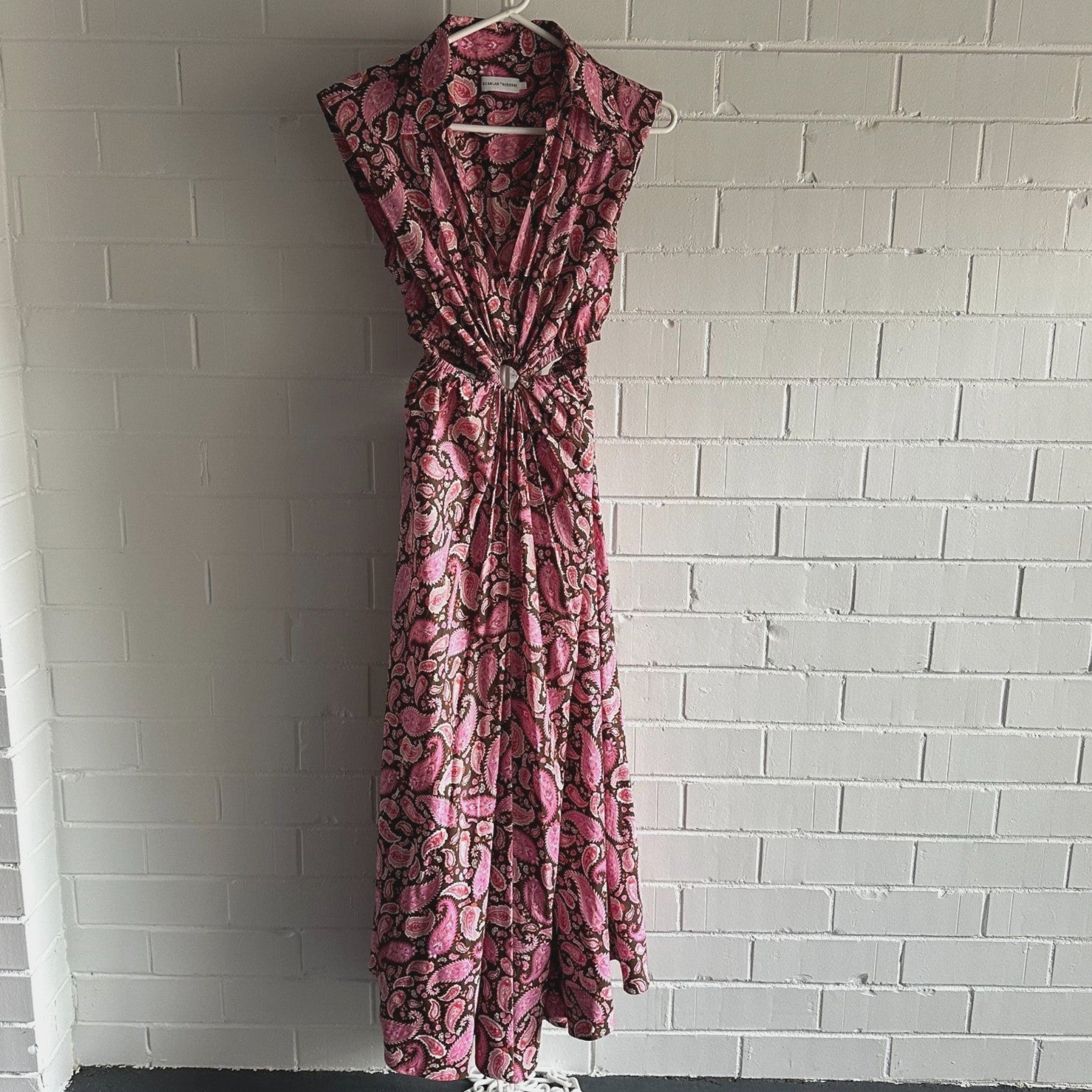 SCANLAN THEODORE Cotton Paisley Ring Dress AU6 US2 Vacation Maxi choc pink