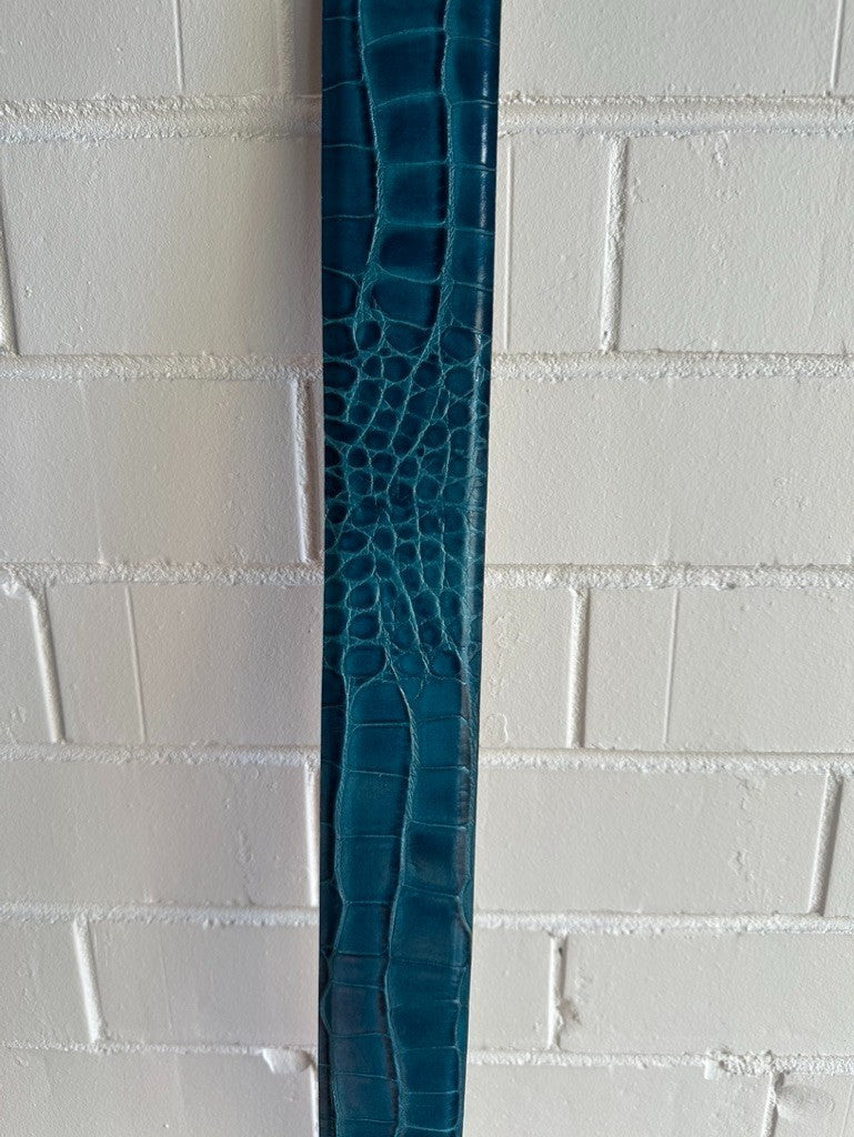 MAX MARA Atelier Leather Belt Made in Italy Size M Teal Statement