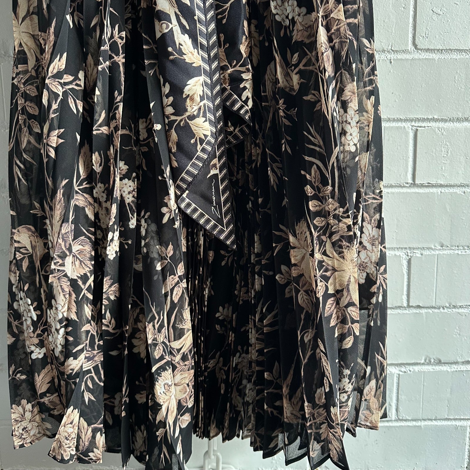 ZIMMERMANN Sunray Pleated Picnic Midi Dress Black Size 2 AU12 US6 Mockingbird