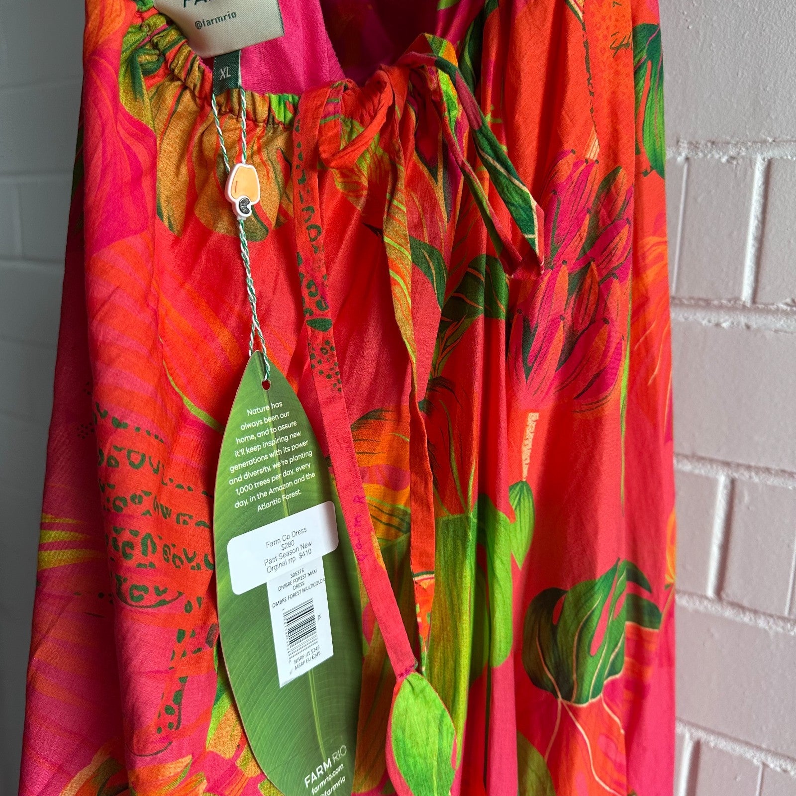 FARM RIO Ombre Forest Maxi Dress L-XL AU14 Colourful Tropical Print Resort BNWT