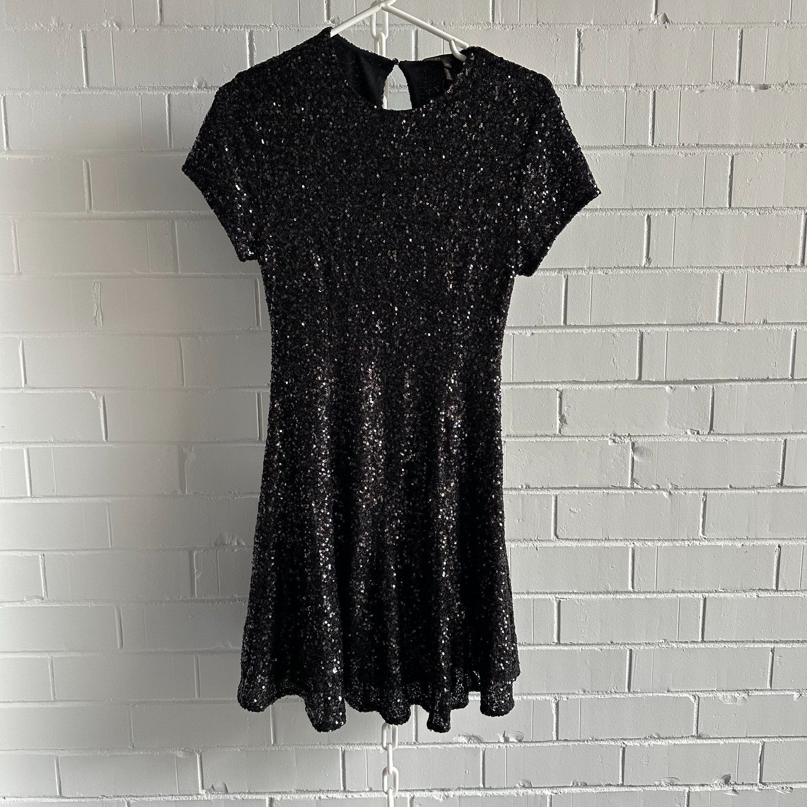 MAJE sequin-embellished Black Mini Swing dress Size38 AU10 US6 Party