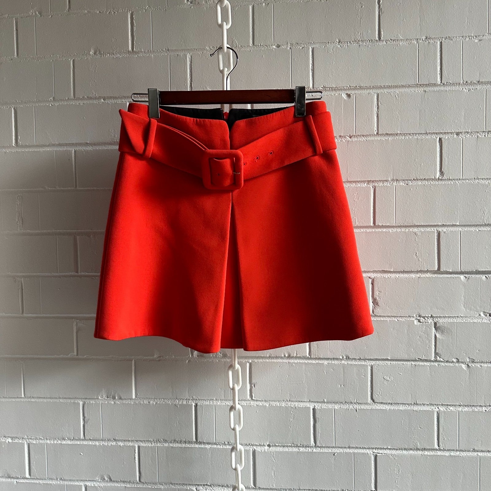 VERSACE Cady Belted crepe mini A-line skirt Size IT36 Small Mod Rachel Zegler