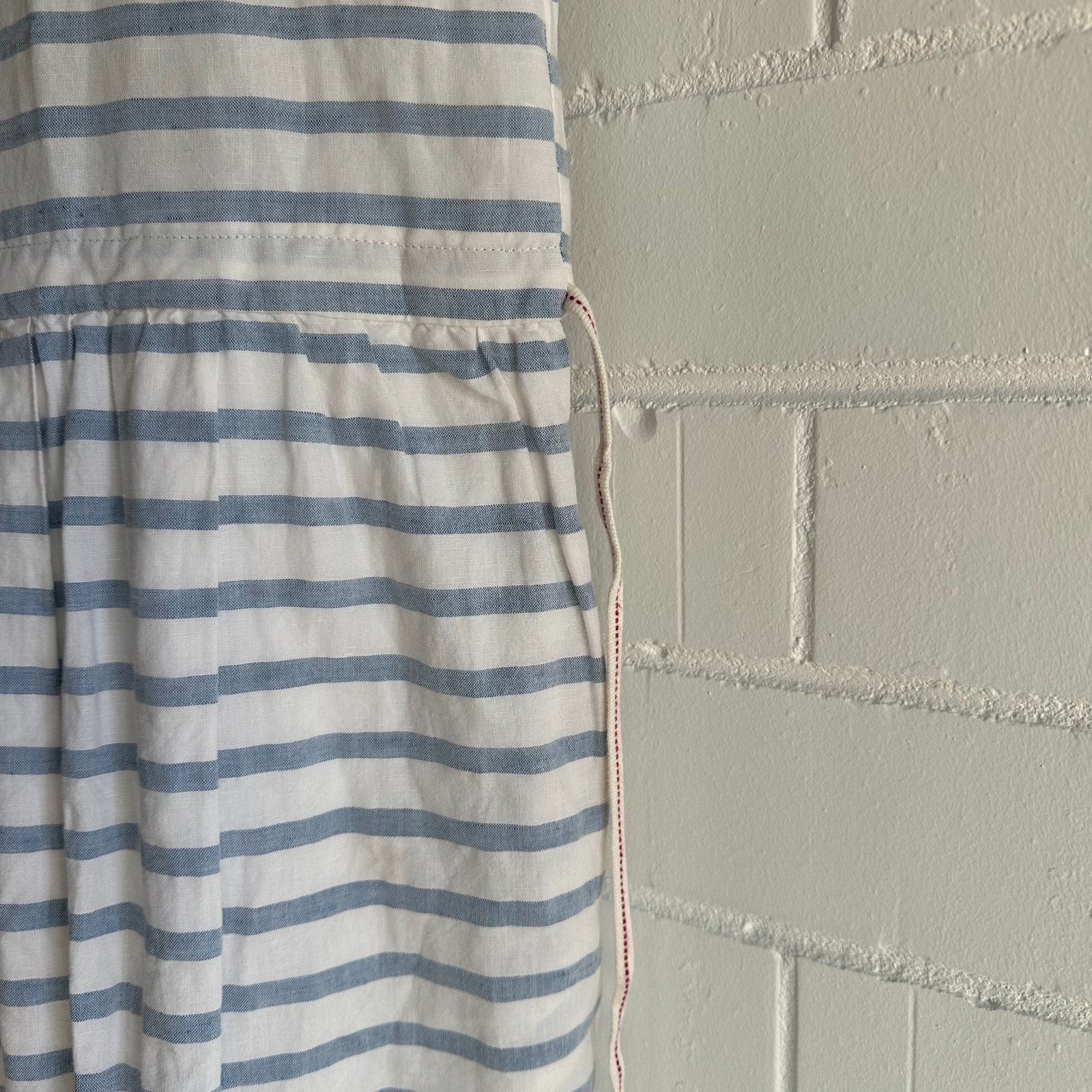 UNIQLO X INES DE LA FRESSANGE Cotton Linen Stripe Dress Size M Parisian Chic
